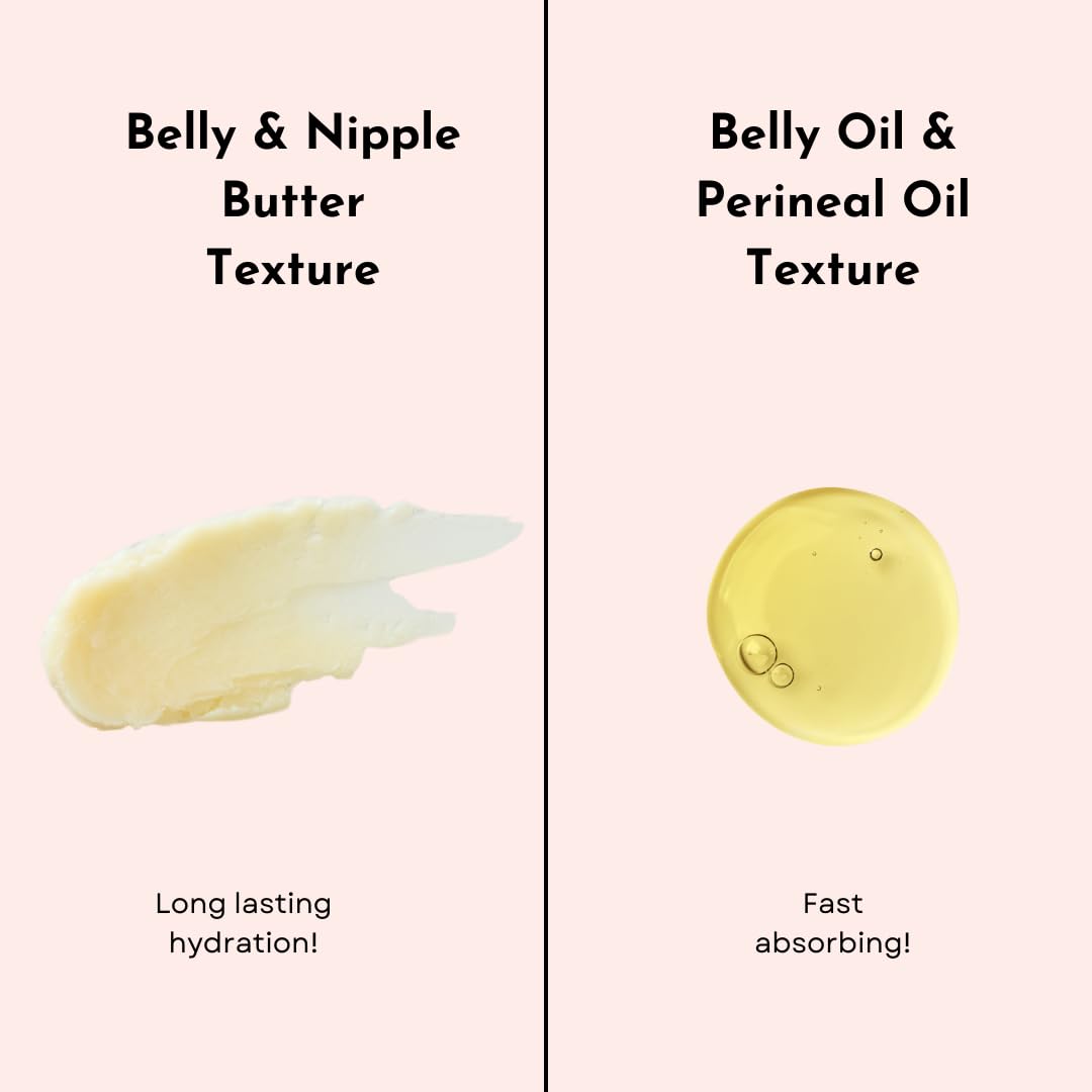 Organic Belly Balm & Natural Oil Set for Pregnancy – Stretch Marks & Scar Treatment (5-Piece) – Perfect for Prenatal & Postpartum Skin Care