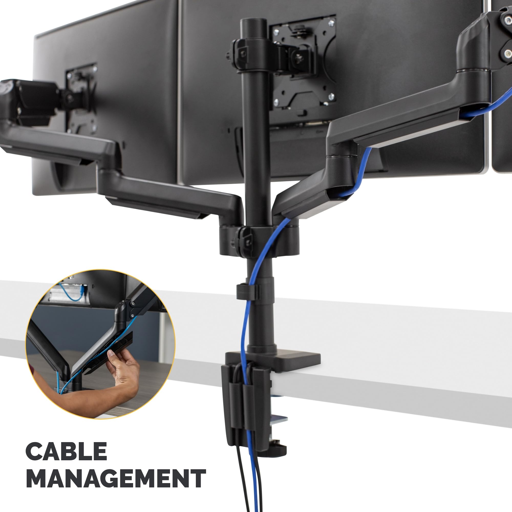 Fellowes Platinum Series Adjustable Triple Monitor Arm (8042601) - Ergonomic Black Stand for Home & Office Workstations, Perfect for Multi-Screen Setup, Gaming & Productivity