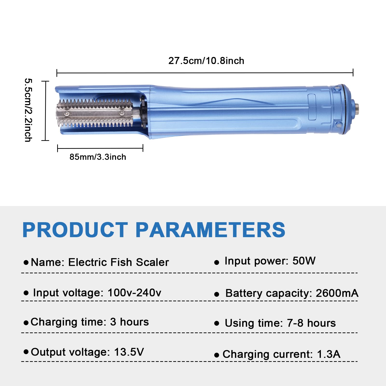 MXBAOHENG Cordless Electric Fish Scaler - 2600mAh Rechargeable Battery, Waterproof Brushless Motor Fish Scale Remover Cleaner with Built-in Scraper - Perfect for Home Kitchen, Fishing Trips & Outdoor Cooking
