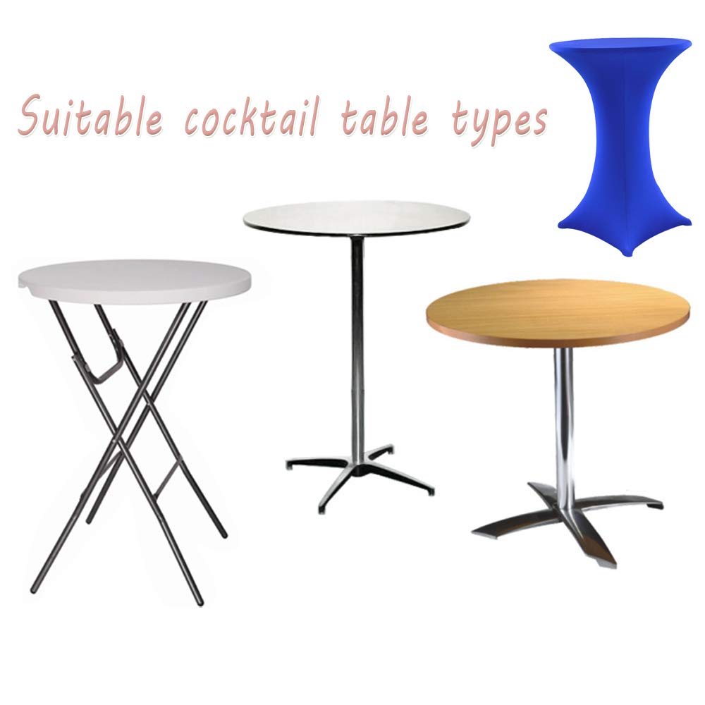 Elastic Blue Spandex Cocktail Table Cover 30x42 Inch - Stretchable Fitted Tablecloth for Wedding, Party & Event Decor - Perfect for Banquets, Receptions & Outdoor Gatherings