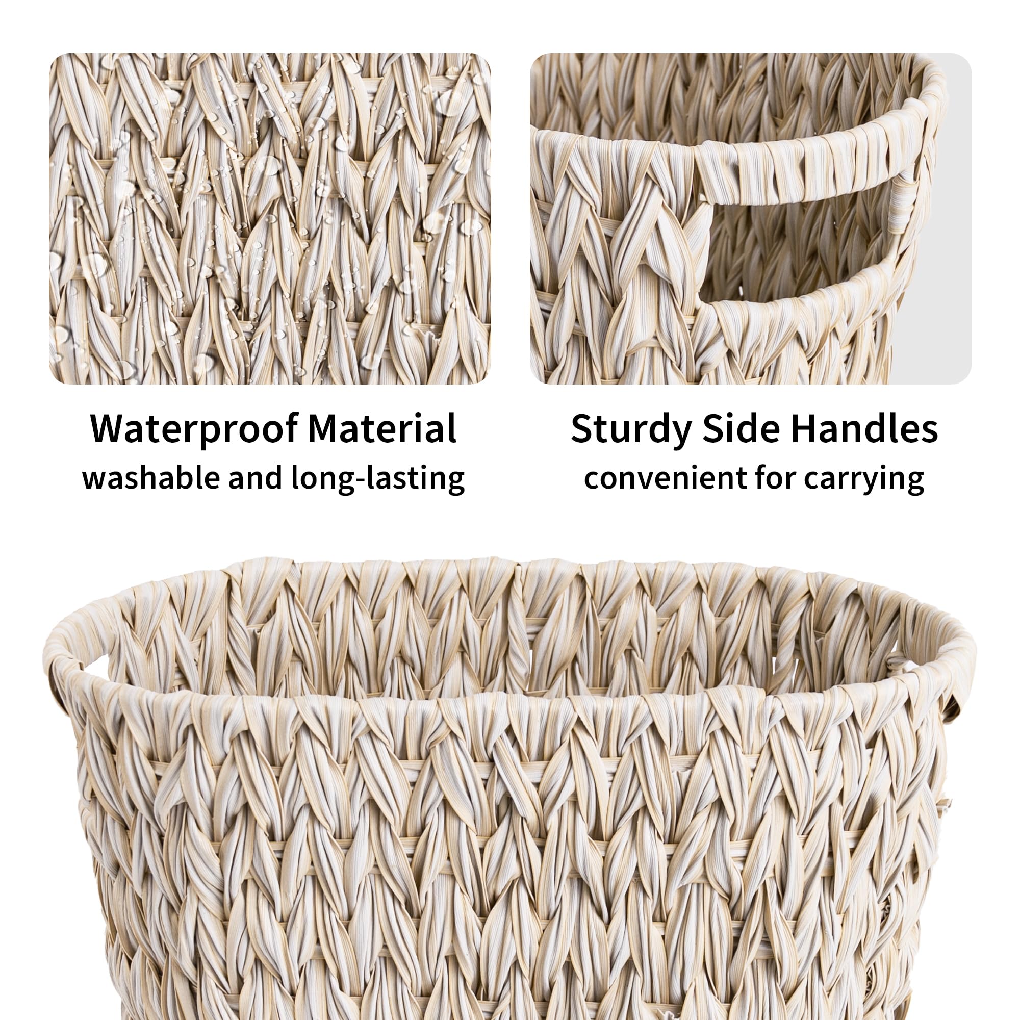 GRANNY SAYS Waterproof Wicker Trash Can - 19L/5 Gallon Boho Decorative Waste Basket for Bathroom, Bedroom & Office - Perfect for Home Decor & Small Space Organization