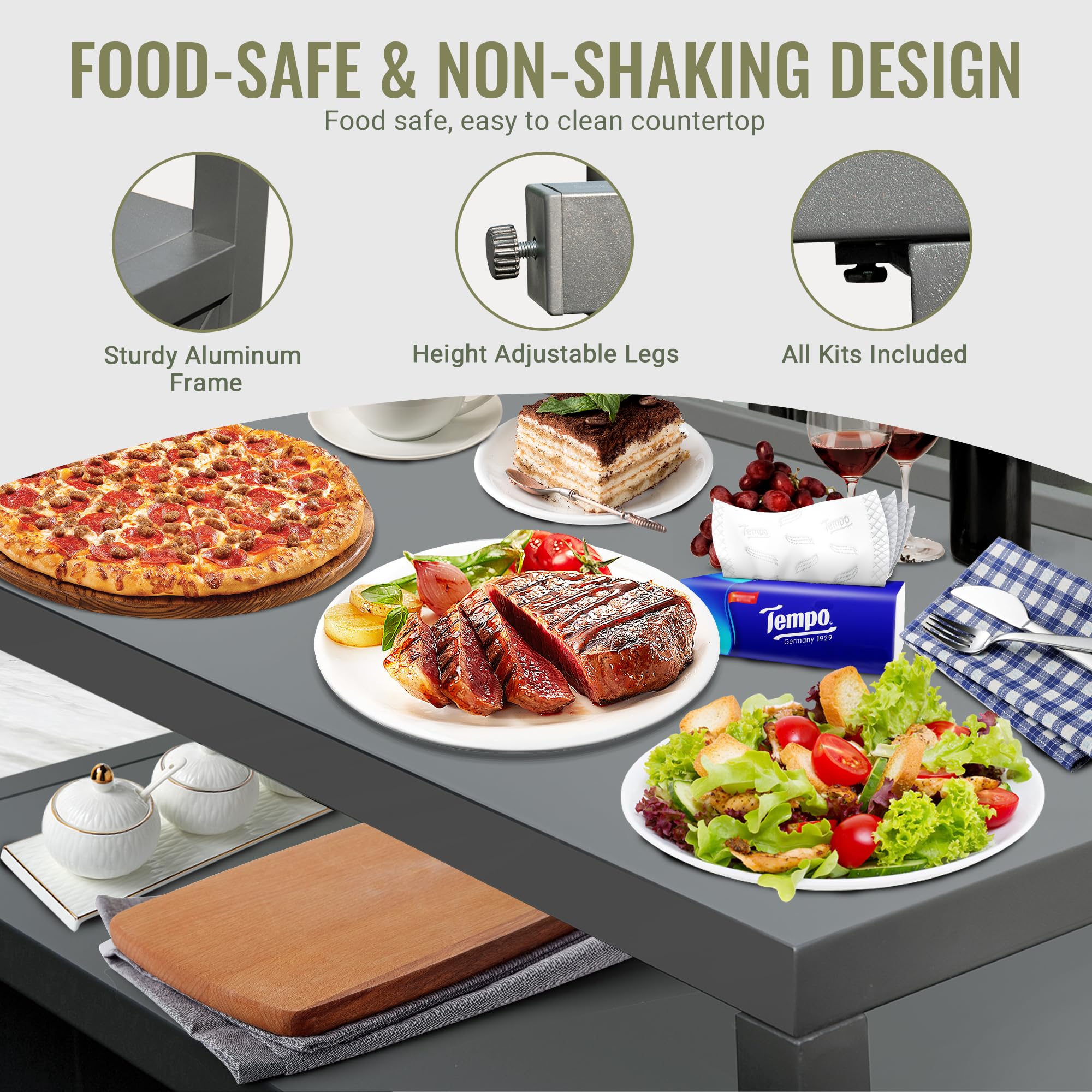 Modular Outdoor Kitchen Island - Aluminum BBQ Grill Table for Deck & Patio