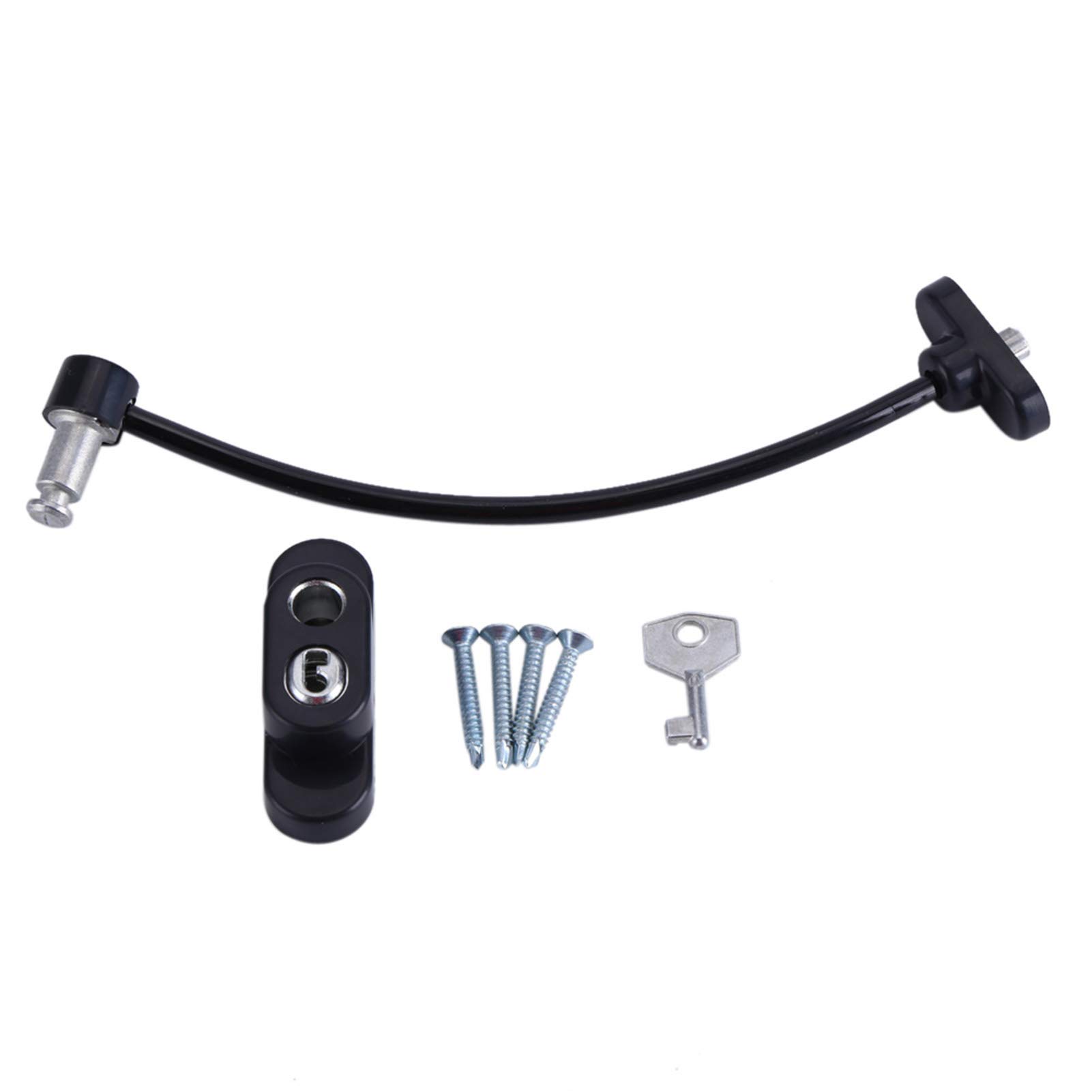**Estink Window Safety Lock - Alloy Window & Door Opening Restrictor Cable - Childproof Zinc Safety Lock Wire for Baby & Kids (Black) - Prevent Falls & Secure Windows at Home**