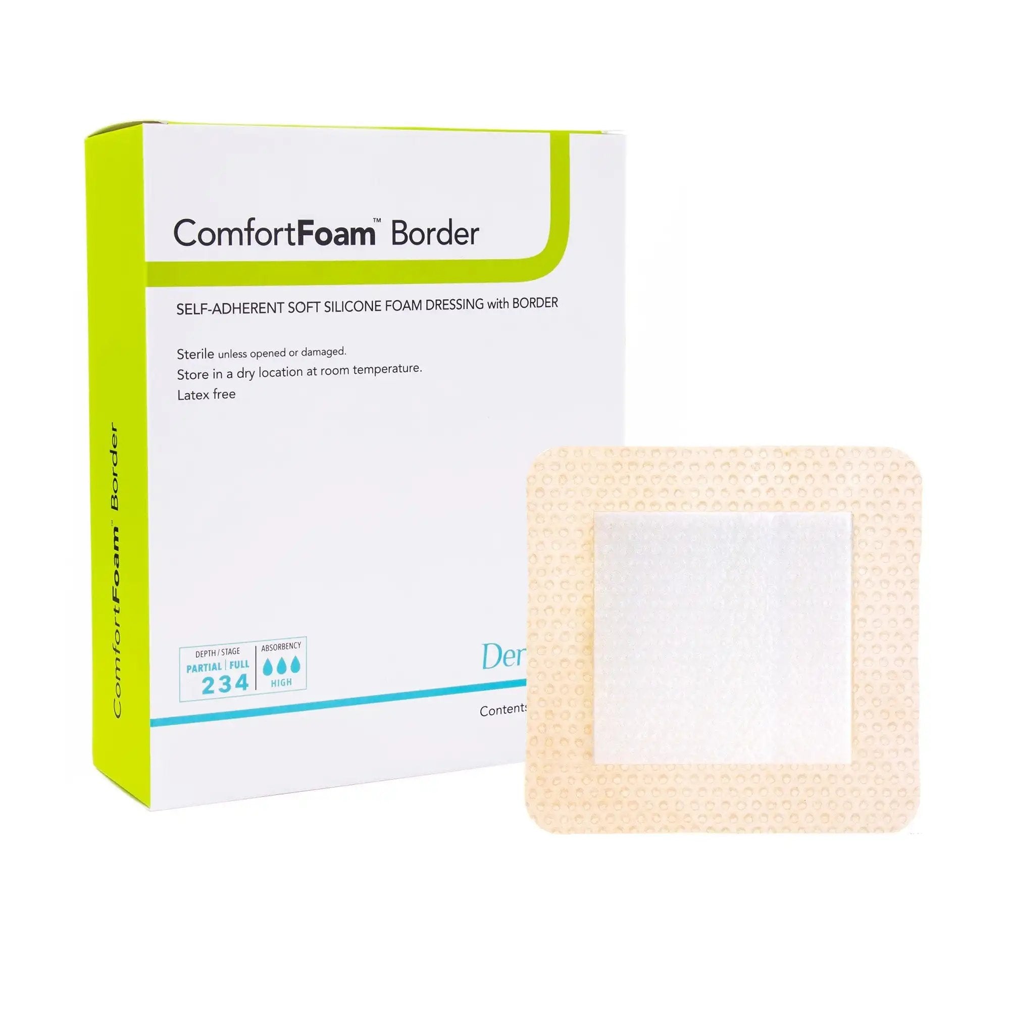 ComfortFoam Border Silicone Foam Dressing for Elbow & Heel Wounds - 5x8 Inch (43580) - Ideal for Pressure Ulcers, Diabetic Foot Care & Post-Surgical Protection