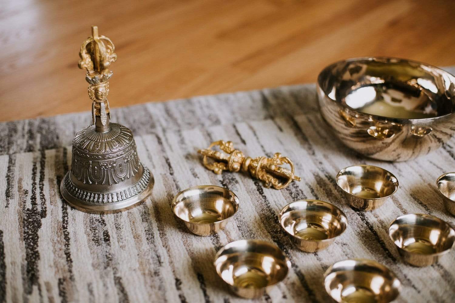 Premium 14K Gold Plated Tibetan Bell and Dorje Set - Authentic Buddhist Ritual Instruments for Meditation, Yoga & Spiritual Healing
