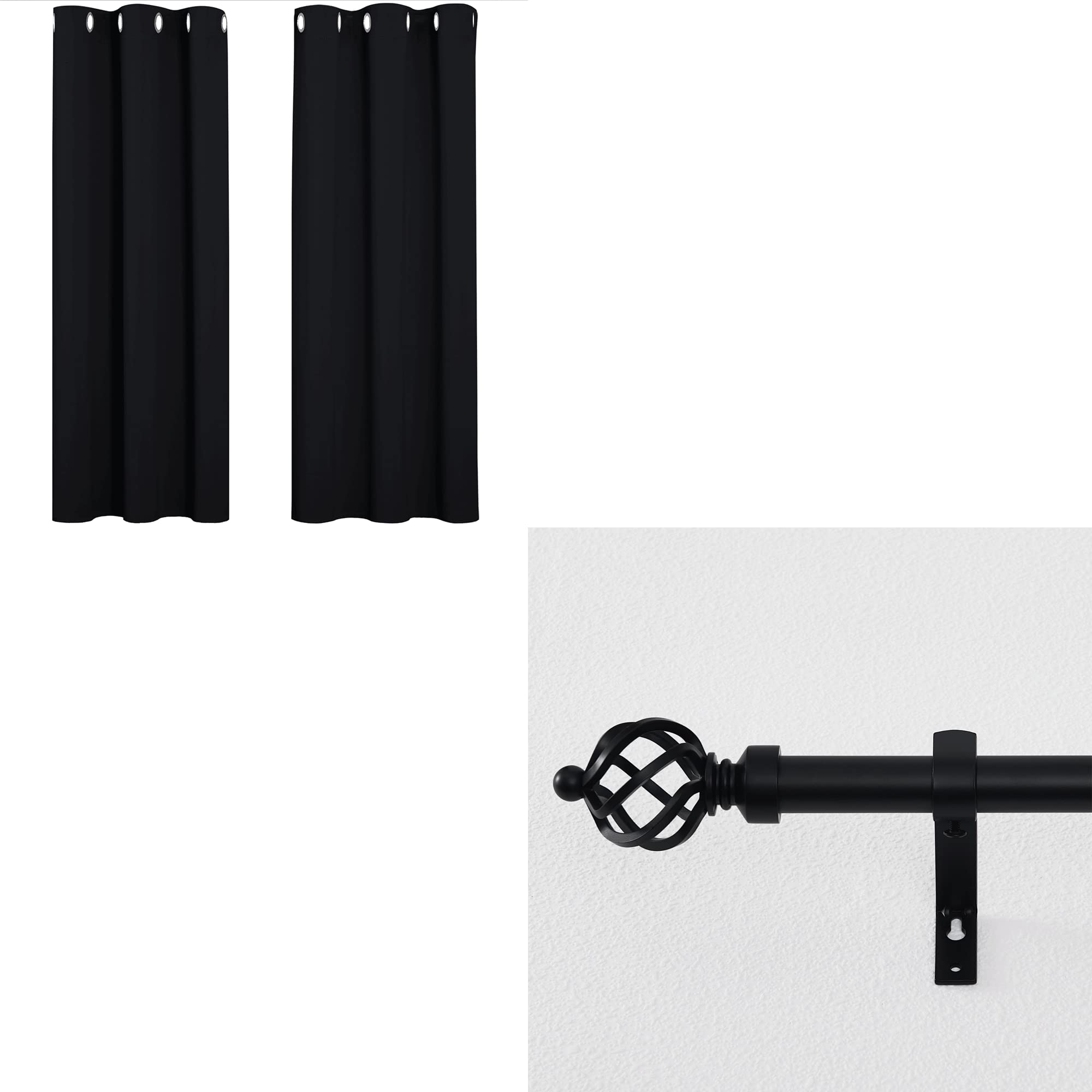 NICETOWN Blackout Curtains Set with 1 Inch Twisted Cage Curtain Rod - Perfect for Bedroom, Living Room & Home Theater Light Blocking