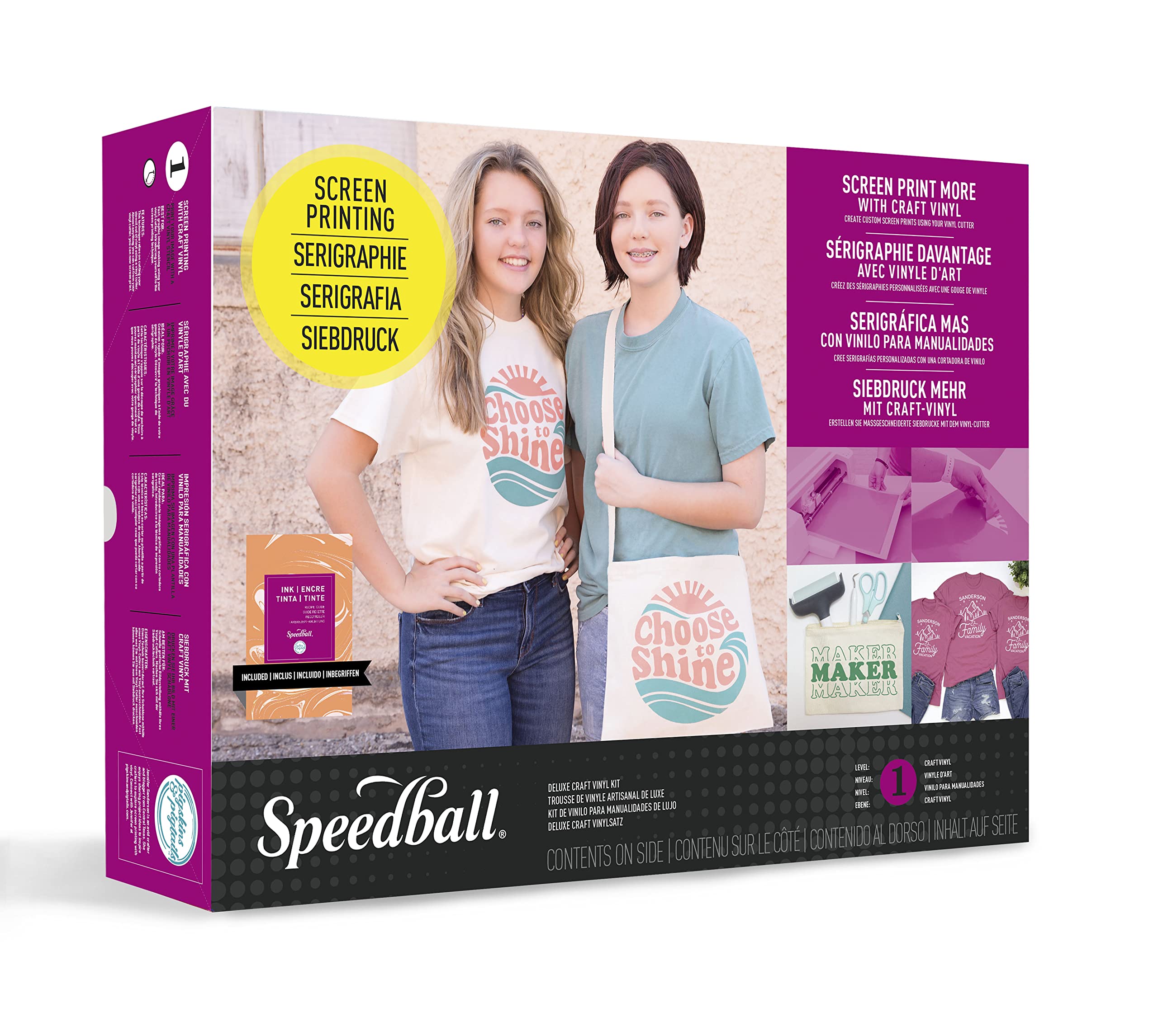 Speedball Deluxe Screen Printing Kit for T-Shirts & Home Decor - Vinyl Craft Kit Compatible with Cutting Machines - DIY Custom Apparel & Wall Art Projects