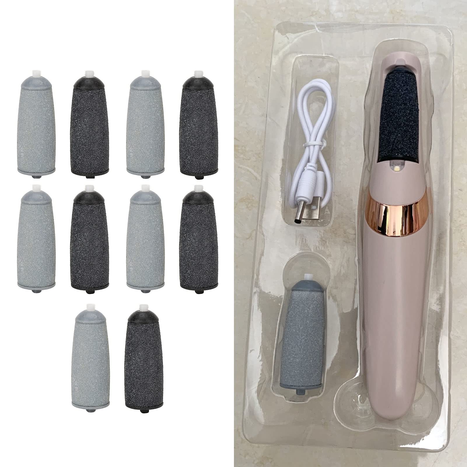 Sonew 10 Pack Replacement Rollers for Electric Foot Callus Remover - Compatible Roller Heads & Grind Heads for Electric Foot File - Perfect for At-Home Pedicures & Foot Care