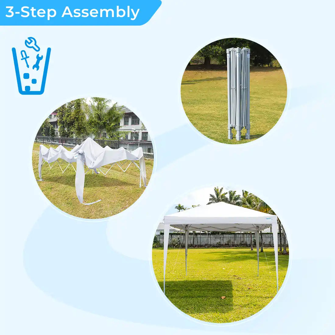 10' x 10' Instant Pop Up Canopy Tent with No Side Walls - Portable Outdoor Shelter for Camping, Beach, Picnics & Backyard Parties