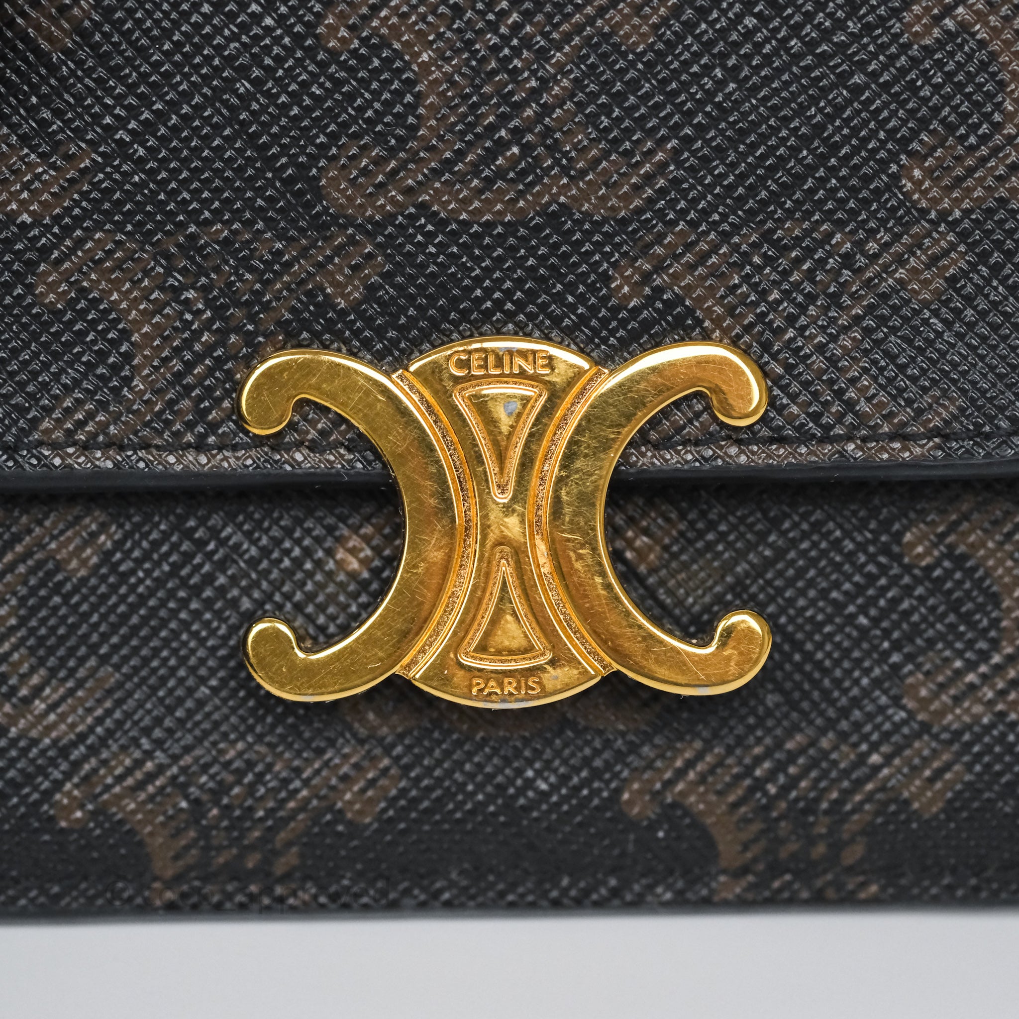 Celine Triomphe Canvas Card Holder with Flap - Tan Leather Wallet for Women | Perfect for Everyday Use & Travel Essentials