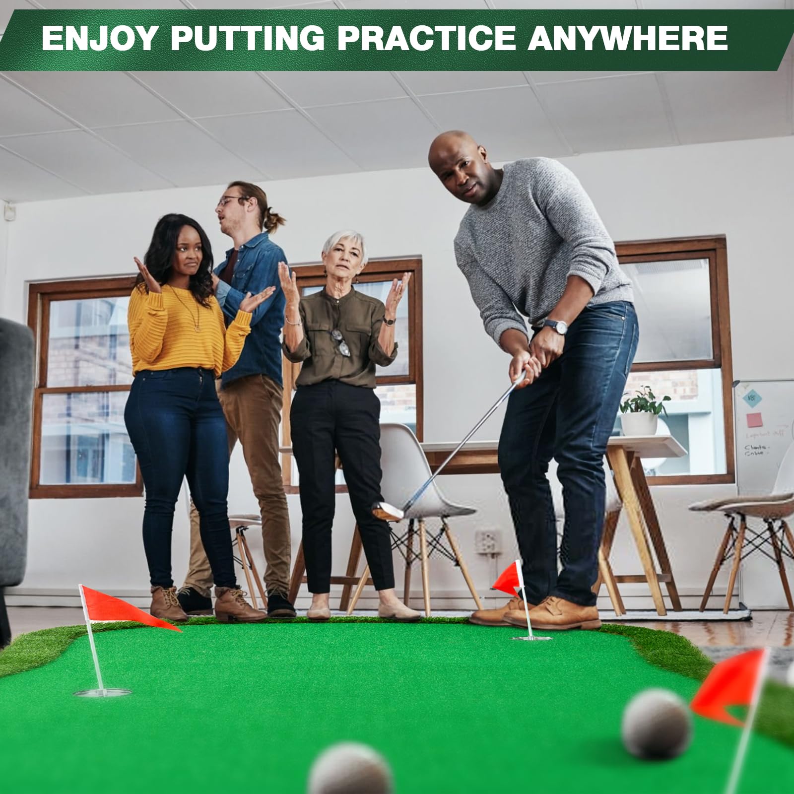 Premium 5x10ft Golf Putting Green Mat - Thickened Professional Indoor/Outdoor Practice Turf for Realistic Golf Training | Perfect for Home, Office & Backyard Use