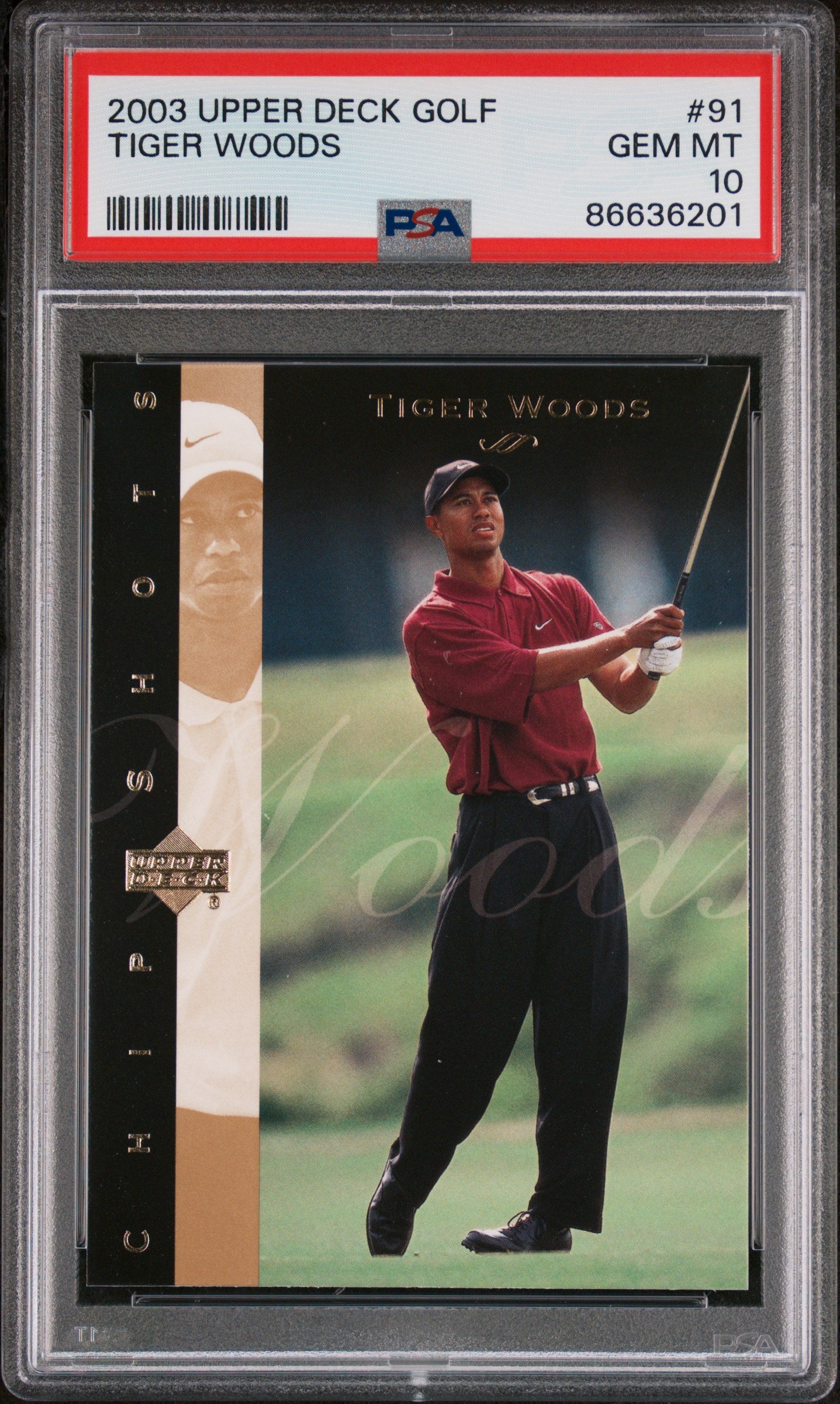 2003 Upper Deck Golf Tiger Woods #91 PSA 10 Gem Mint - Rare Collectible Trading Card for Sports Memorabilia Enthusiasts & Golf Fans - Perfect for Display, Investment or Gift Giving