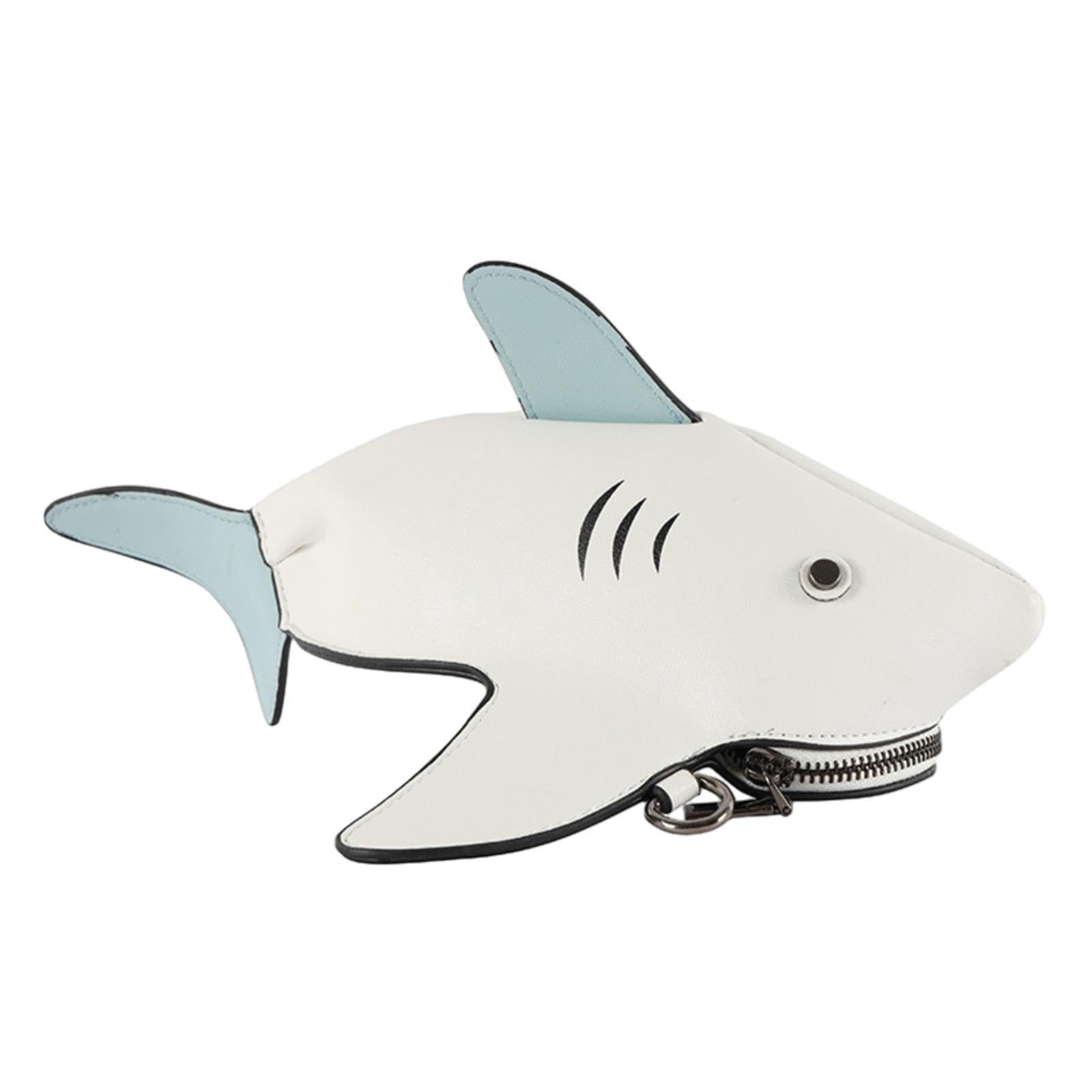 MYADDICTION Scary Shark PU Leather Handbag - Cute Animal Crossbody Bag for Women, Fashion Beach Travel Purse (White) - Perfect for Beach Outings, Travel & Casual Daily Use
