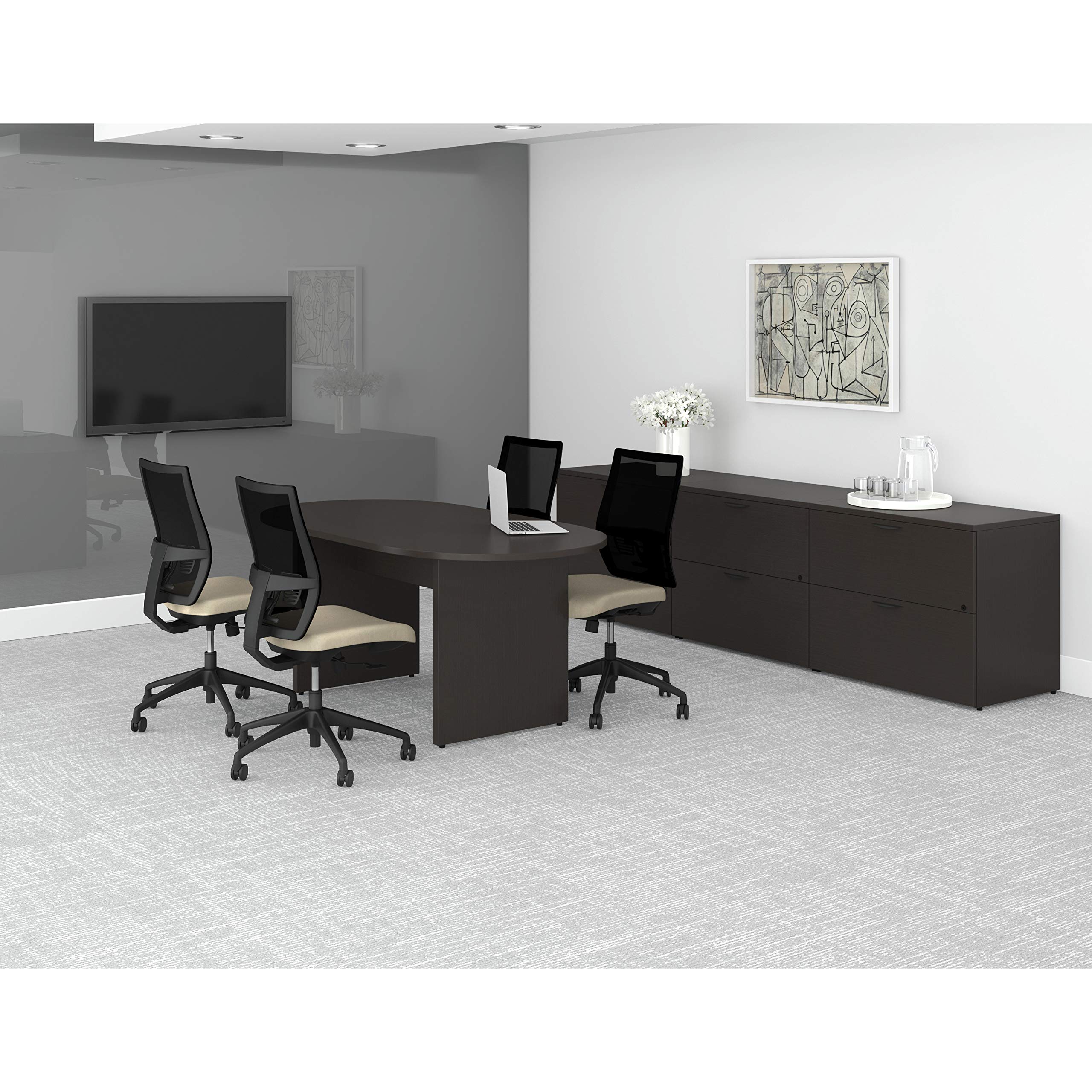 Lorell Prominence 2.0 Espresso Laminate Double-Pedestal Office Desk - Modern Executive Workstation for Home & Business Use