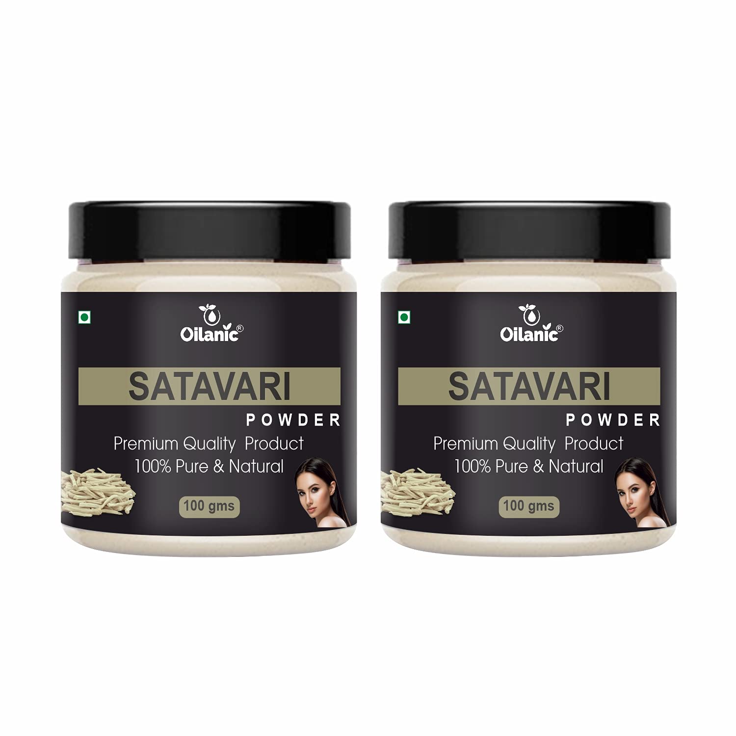 Oilanic 100% Pure Natural Satavari Powder for Skin & Hair Care - 2 Jars (200g) | Ayurvedic Herbal Supplement for Glowing Skin & Healthy Hair Growth | Perfect for Daily Wellness Routine & DIY Beauty Treatments