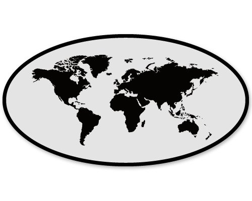 World Map Oval Vinyl Sticker - Waterproof Decal for Car Window, Bumper, Laptop, Notebook - Multiple Sizes Available - Perfect for Travel Enthusiasts & Geography Lovers