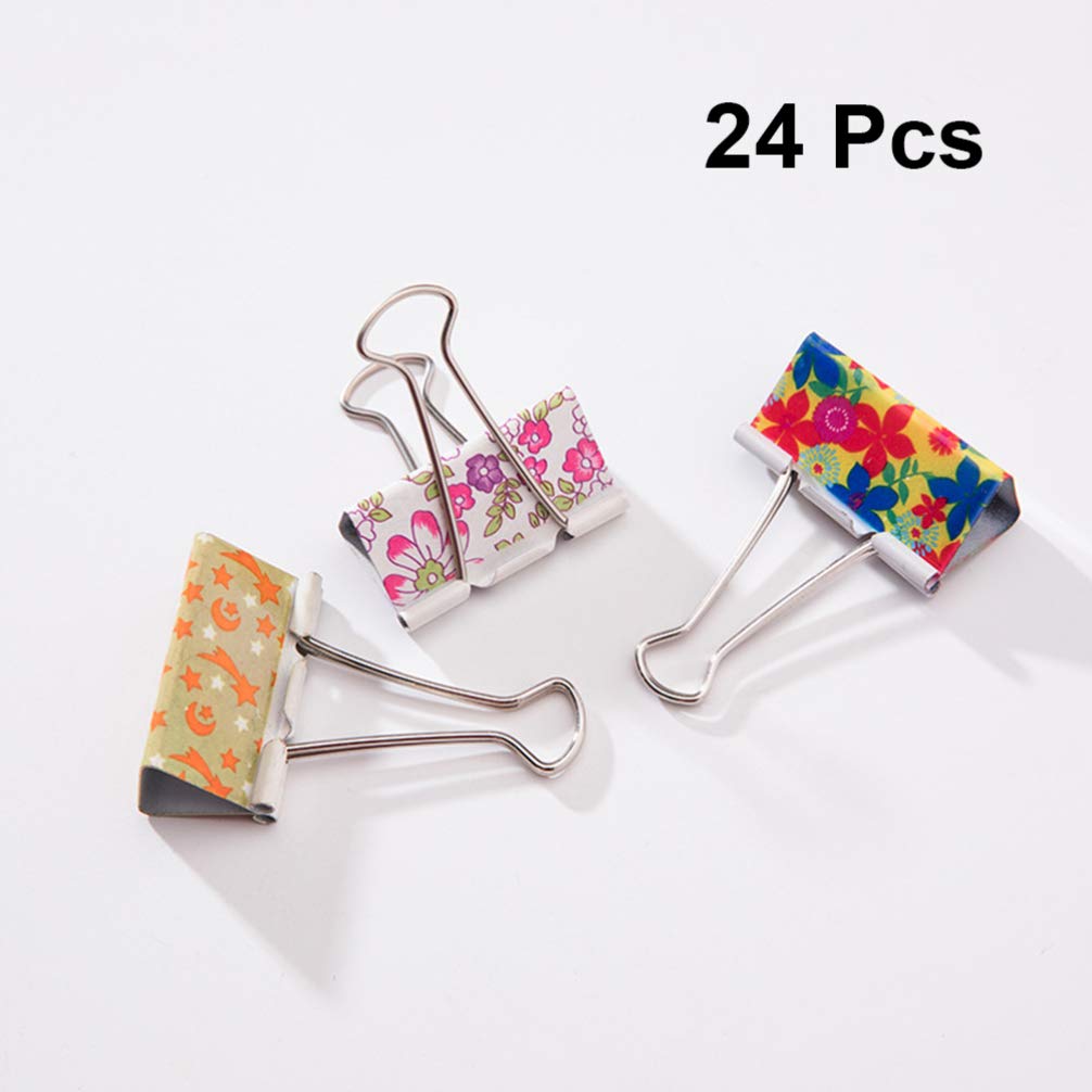 NUOBESTY 24pcs Colorful Decorative Binder Clips - 32mm Cute Paper Clamps for Office, School & Home Organization - Perfect for Notebooks, Files, Photos and DIY Crafts