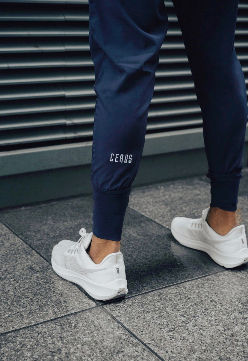 Cerus Navy Training Club High Rib Jogger Pants - Men's Athletic Workout Joggers with Elastic Waistband for Gym, Running & Casual Wear