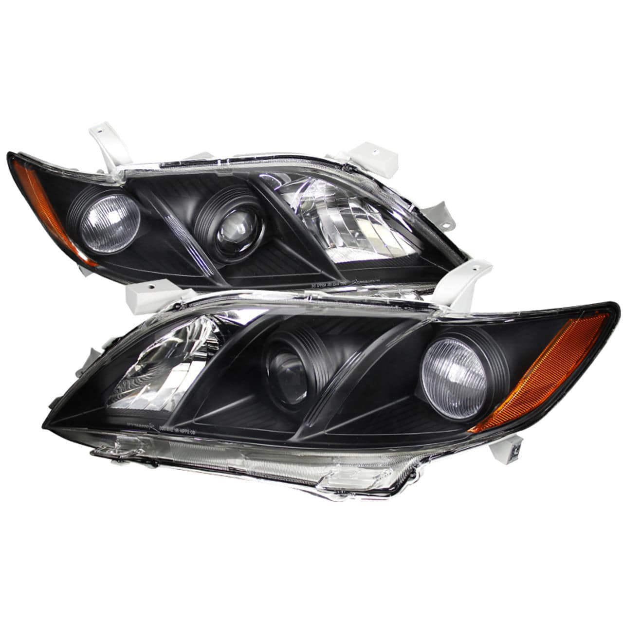 2007-2009 Toyota Camry Projector Headlights with Amber Reflectors - Matte Black Housing & Clear Lens - Upgrade for Night Driving & Enhanced Visibility