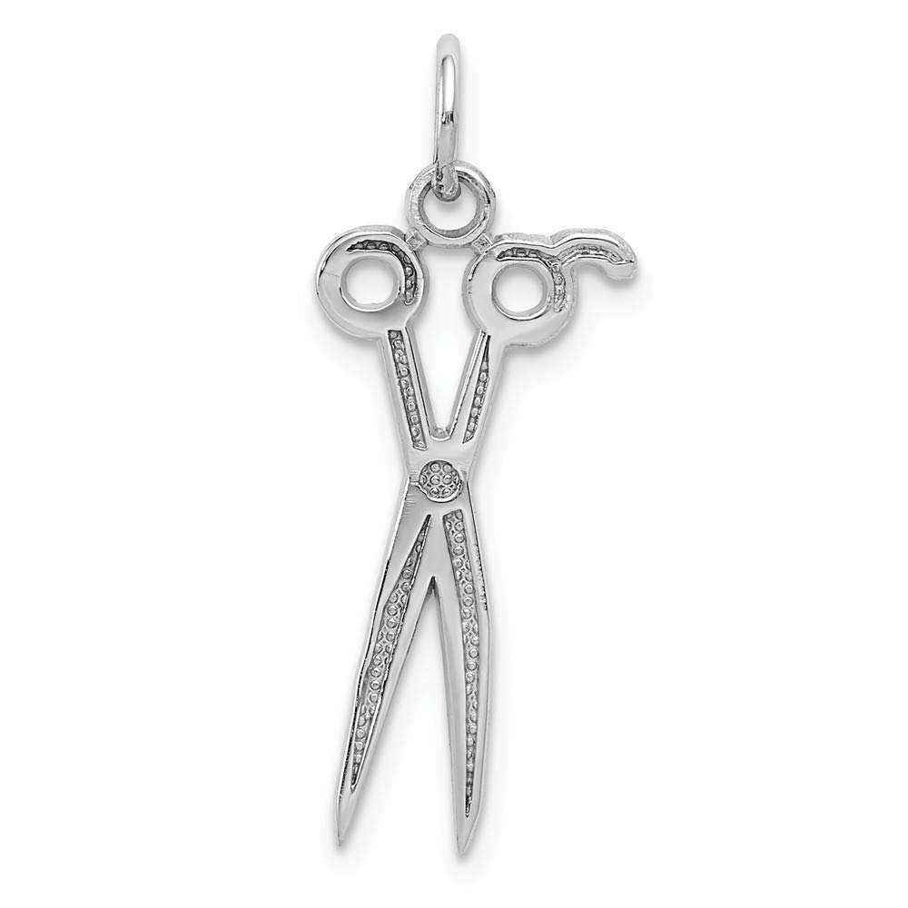 14K White Gold Scissors Charm Pendant Necklace - Roy Rose Jewelry - Perfect for Tailors, Hairdressers & Craft Lovers Gift