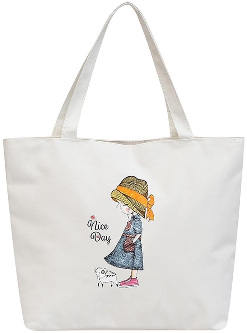 HSR Canvas Tote Bags for Women - Large Capacity Zippered Handbag for College, Office & Travel | Stylish Durable Shoulder Bag for Work, School & Shopping
