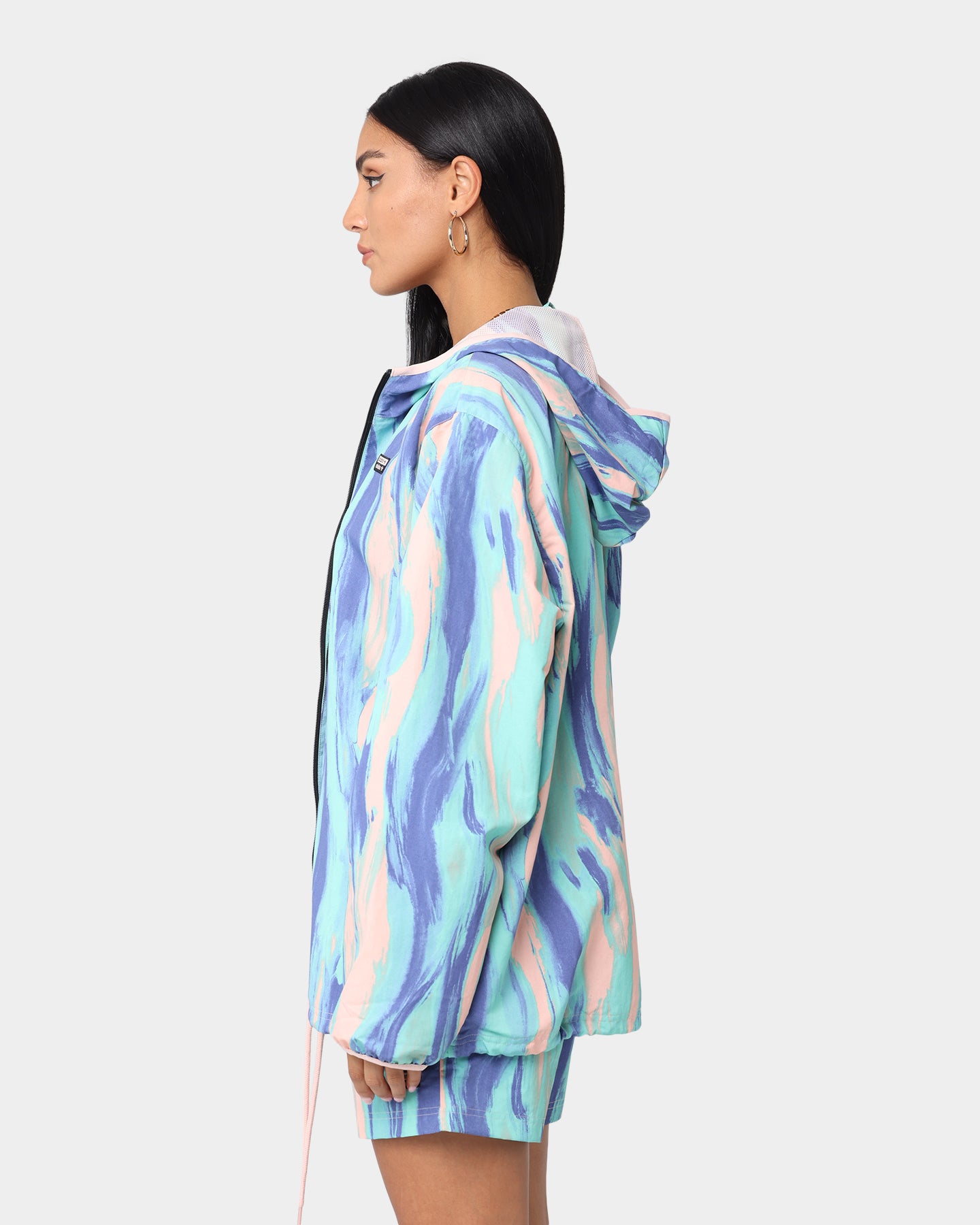 Adidas Marbled Paint Patrick Kyle Windbreaker Jacket - Vapor Pink & Multi-Color Lightweight Windbreaker for Running, Hiking & Outdoor Activities