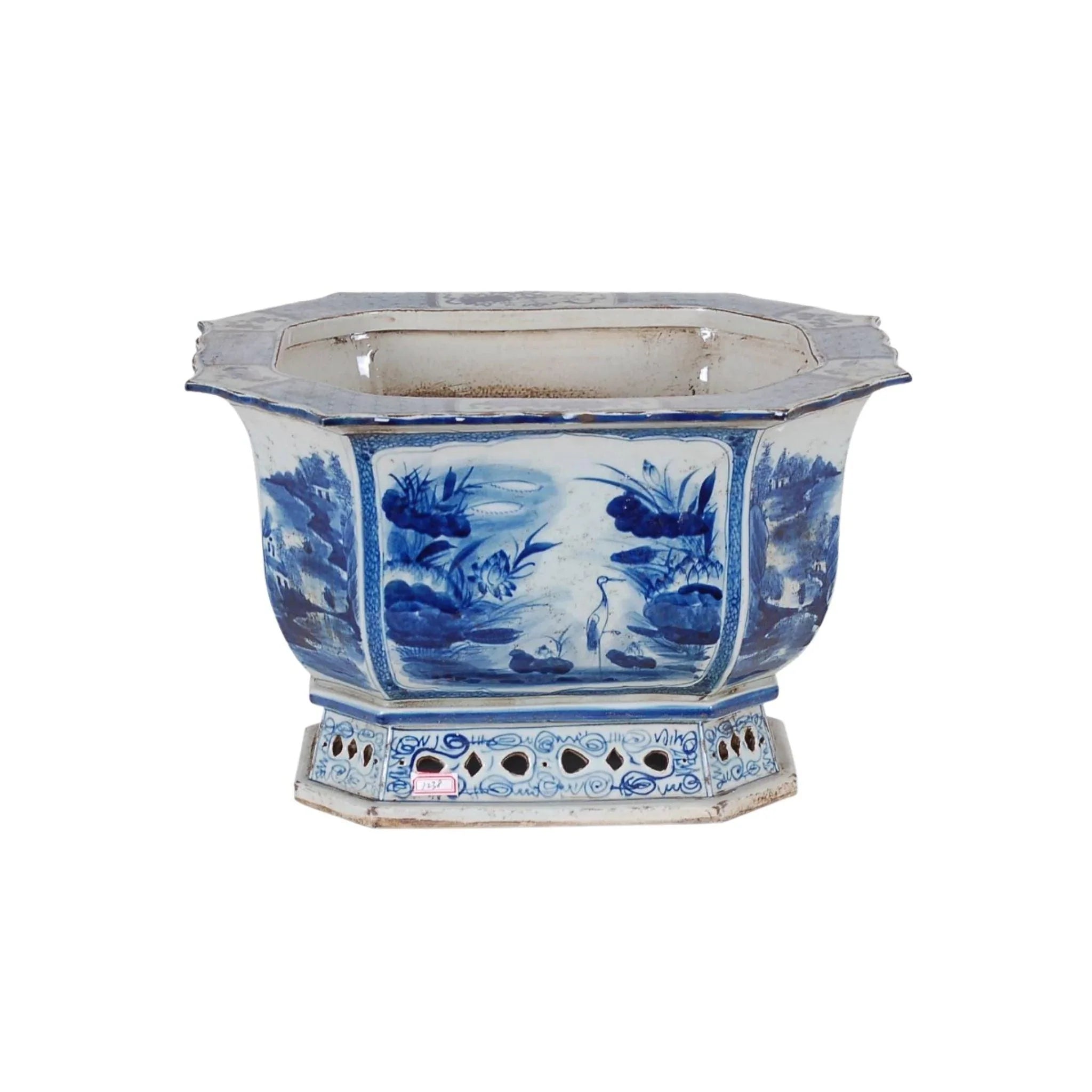 Blue and White Porcelain Canton Design Planter - Chinese Style Flower Pot for Home Decor, Office & Garden - Perfect for Succulents, Herbs & Indoor Plants
