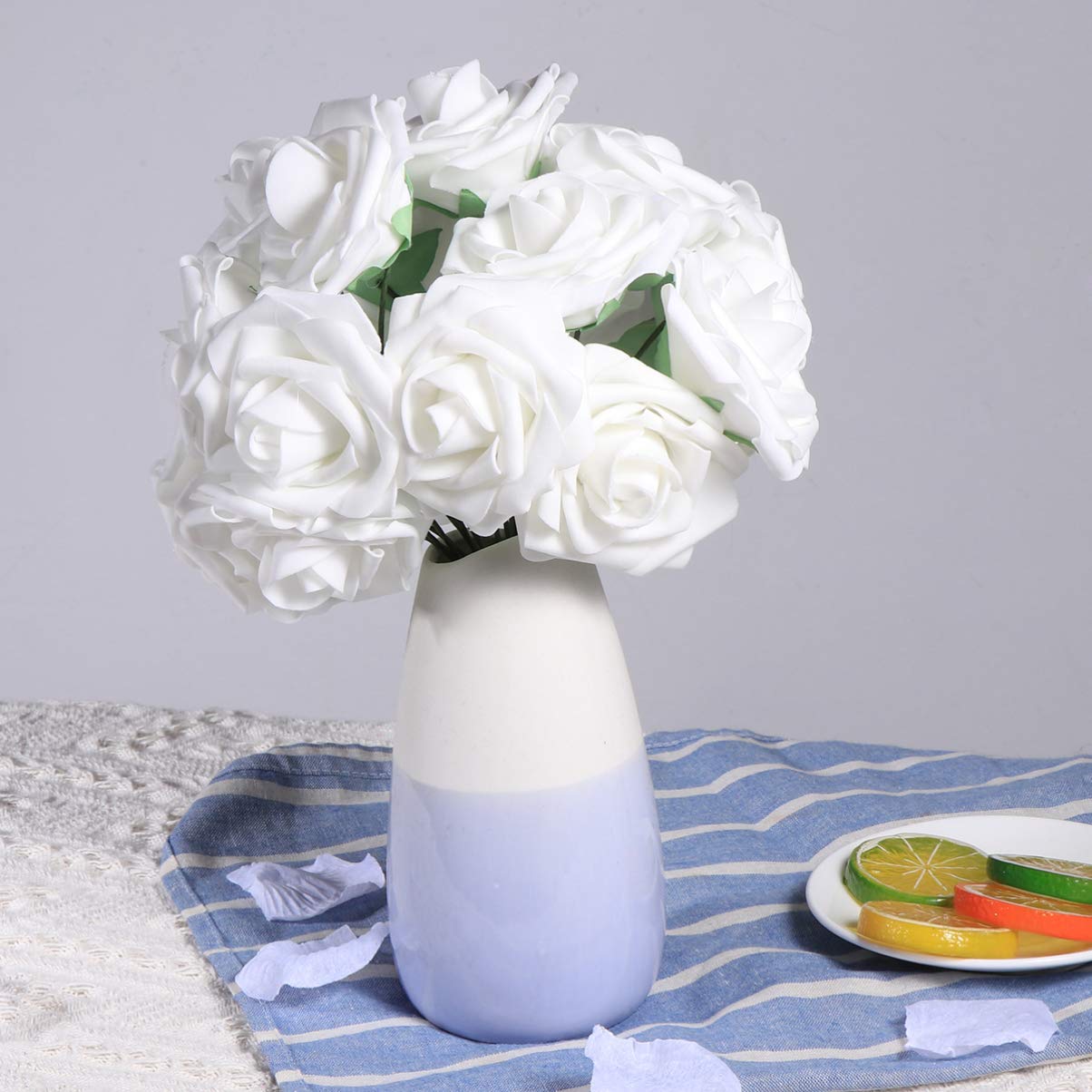20pcs Artificial Silk Roses Bouquet - Realistic Desk Decor Flowers for Wedding, Bridal, Home & Office Decoration | Perfect for Centerpieces, Table Arrangements, and Gift Giving