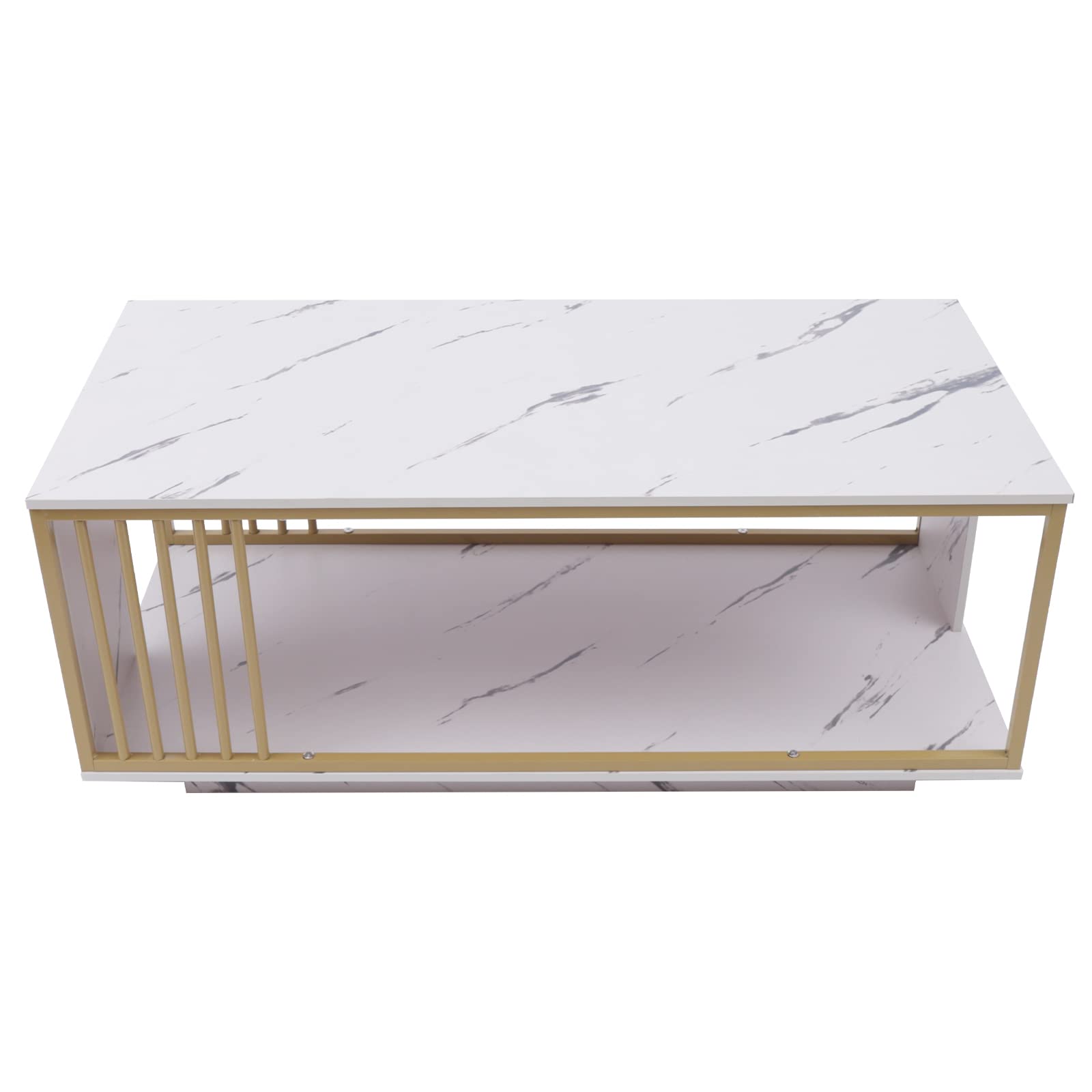 Modern Marble Coffee Table with Storage Shelf - 2-Tier Living Room Center Table for Home & Office Decor | Stylish Furniture for Small Spaces, Apartments & Lounge Areas