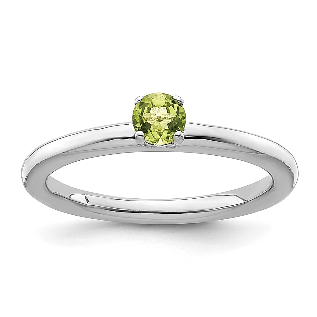 925 Sterling Silver Green Peridot Stackable Ring - August Birthstone Jewelry for Women | Dainty Gemstone Band for Everyday Wear, Stacking & Gift Giving