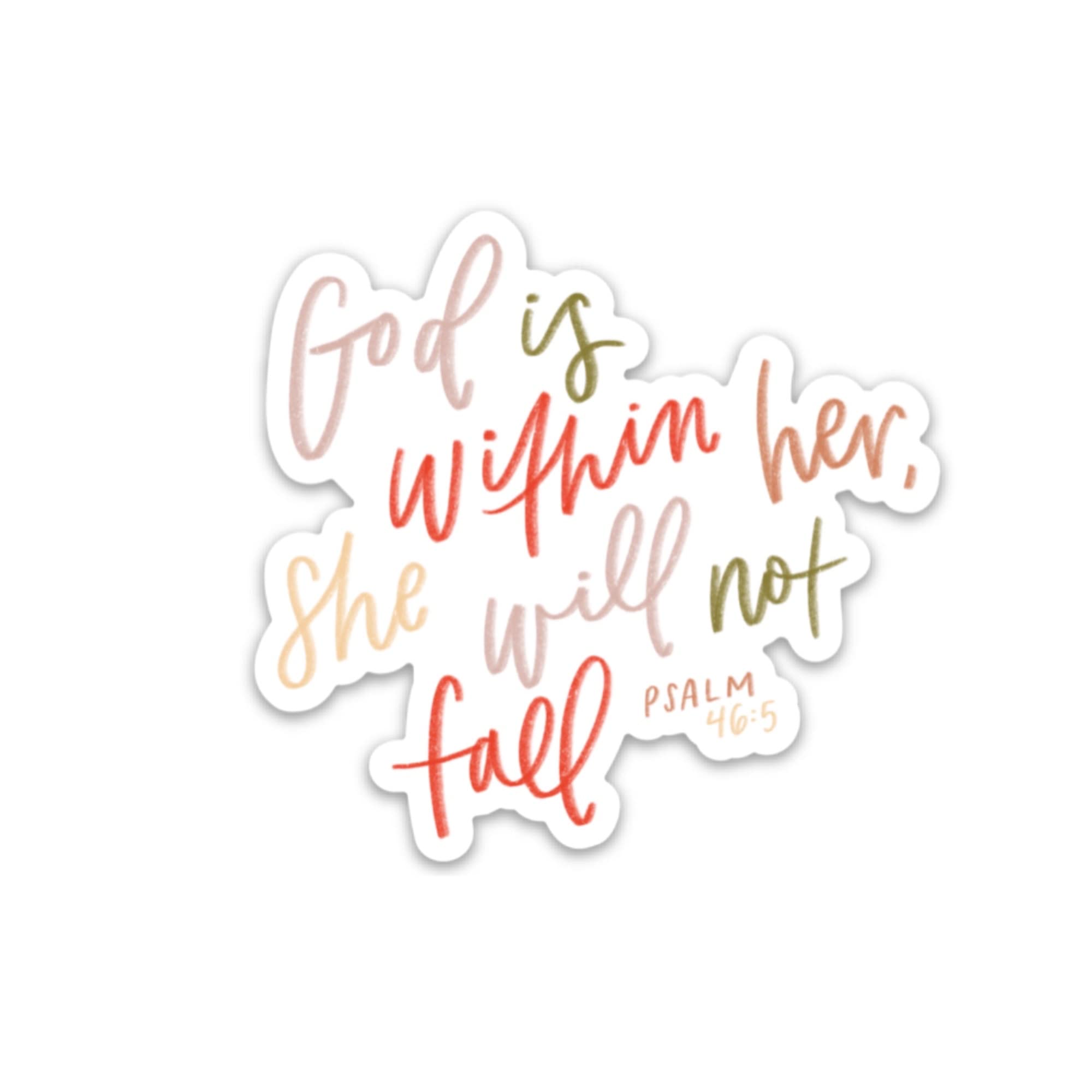 Bible Stickers - Religious Decals with Bible Verse Quotes for Christian Faith | God is Within Her - Psalm 46:5 | Perfect for Journals, Bibles, Laptops & Home Decor