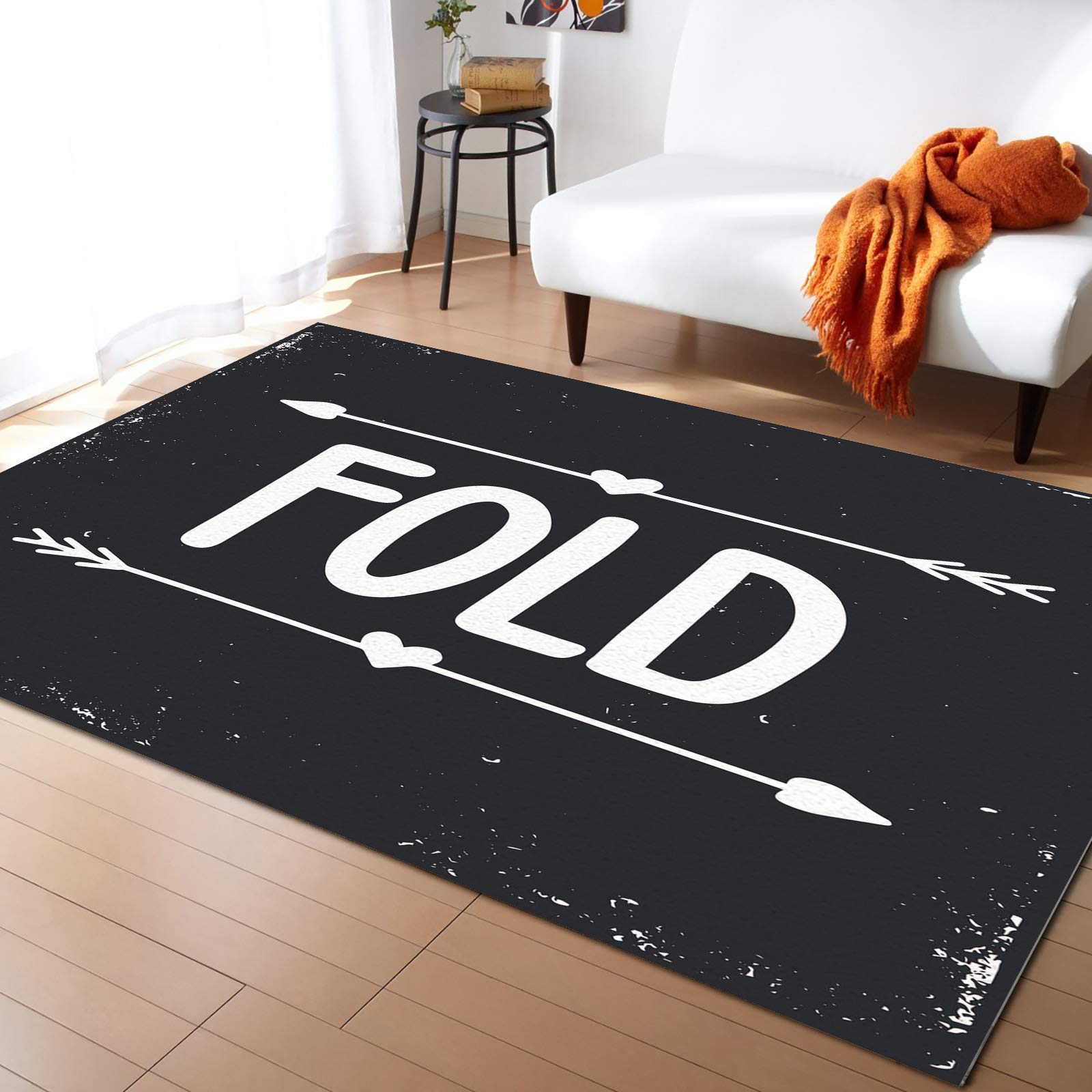 5'x8' Area Runner Rug with Laundry Theme Sign - Washable Indoor/Outdoor Carpet for Kitchen, Living Room, Bathroom, Bedroom & Classroom - Perfect as Welcome Doormat, Desk Mat or Backdrop Decor