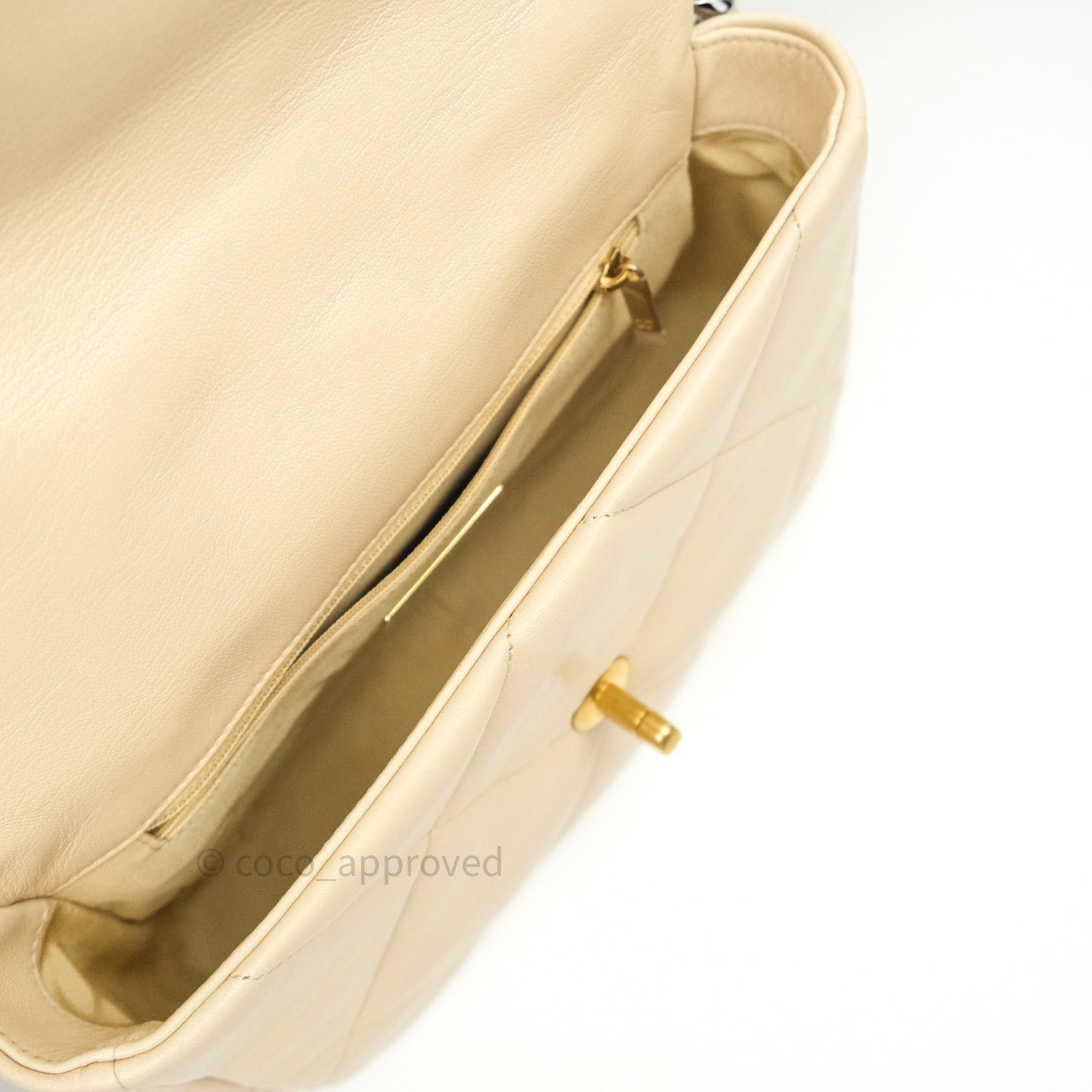 Chanel 19 Small Beige Goatskin Leather Bag with Mixed Gold & Silver Hardware - Luxury Designer Handbag for Women, Perfect for Everyday Use & Special Occasions