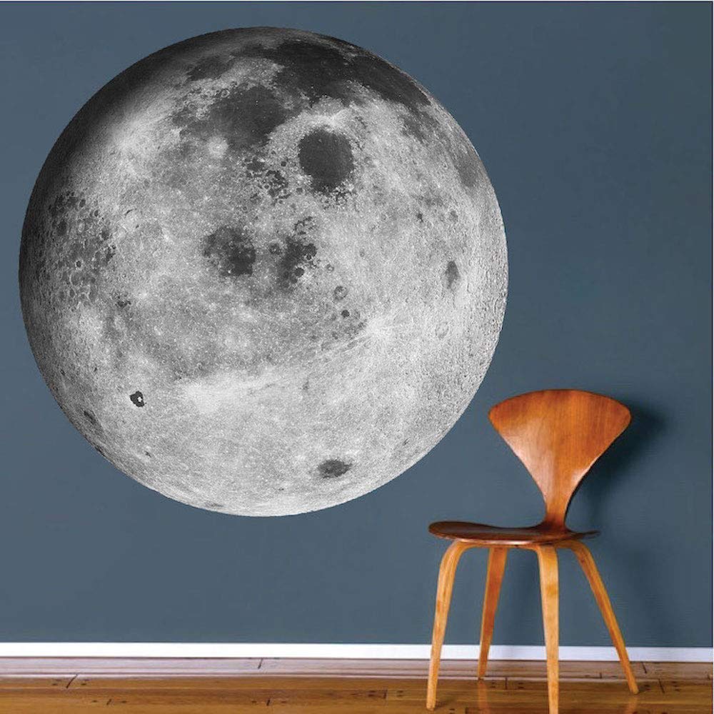 Moon Wall Decal - Outer Space Nursery Decor, Removable Planet Wall Mural Stickers for Baby Room, Kids Bedroom & Playroom - Perfect for Space-Themed Decorations & Celestial Wall Art