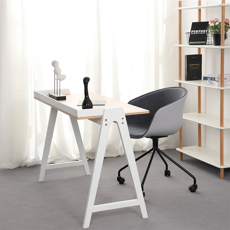YARA Study Desk 118cm White & Natural - Modern Writing Desk for Home Office, Student Study & Small Space Workstation