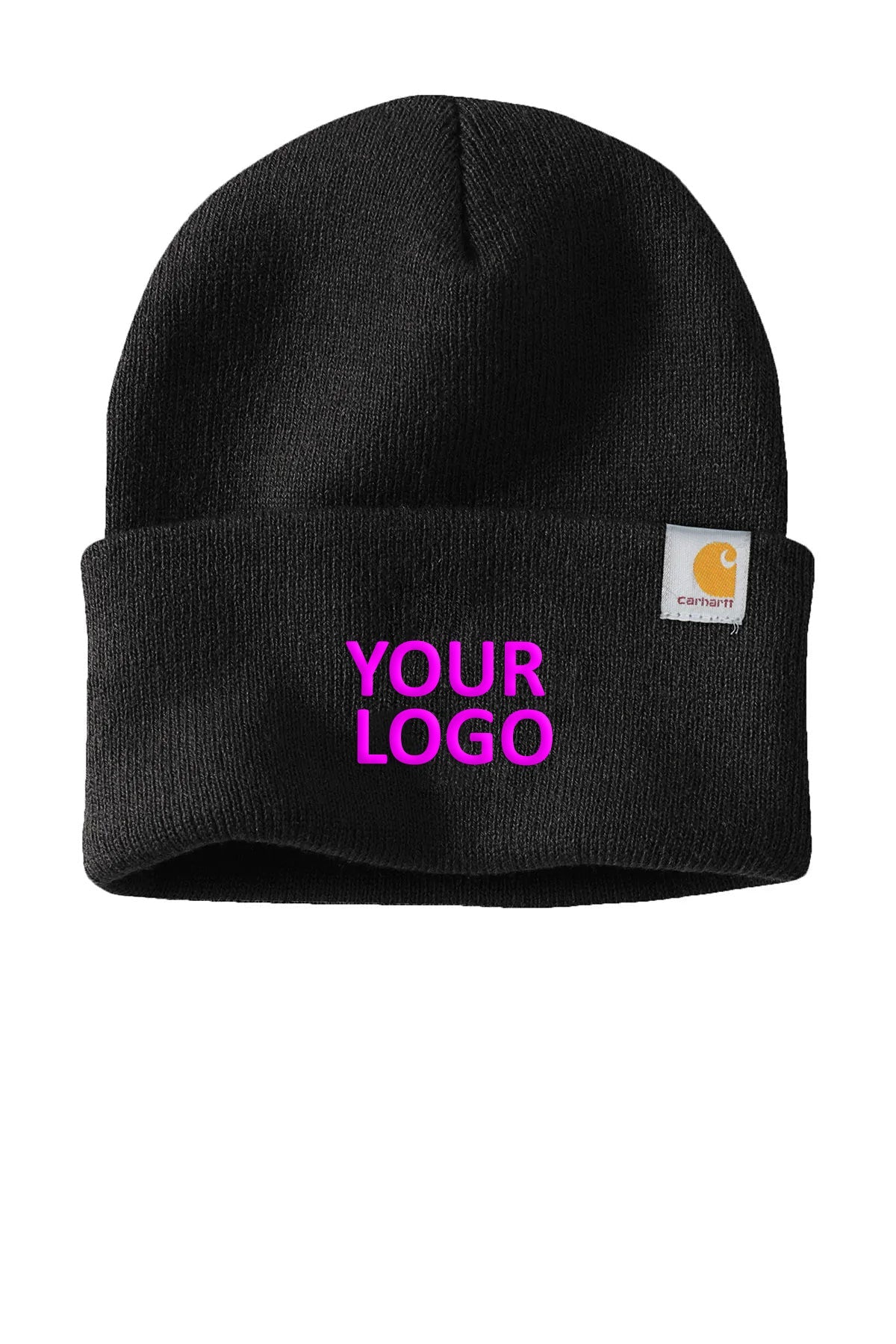 Carhartt Custom Embroidered Watch Cap - Black Beanie for Men & Women | Cold Weather Winter Hat for Outdoor Work & Casual Wear