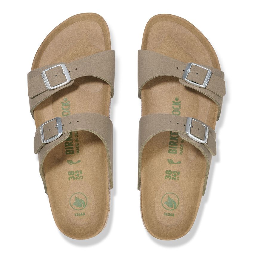 Birkenstock Sydney Vegan Sandals in Gray Taupe - Comfortable & Stylish Vegan Leather Slides for Women - Perfect for Casual Wear, Beach, and Everyday Comfort