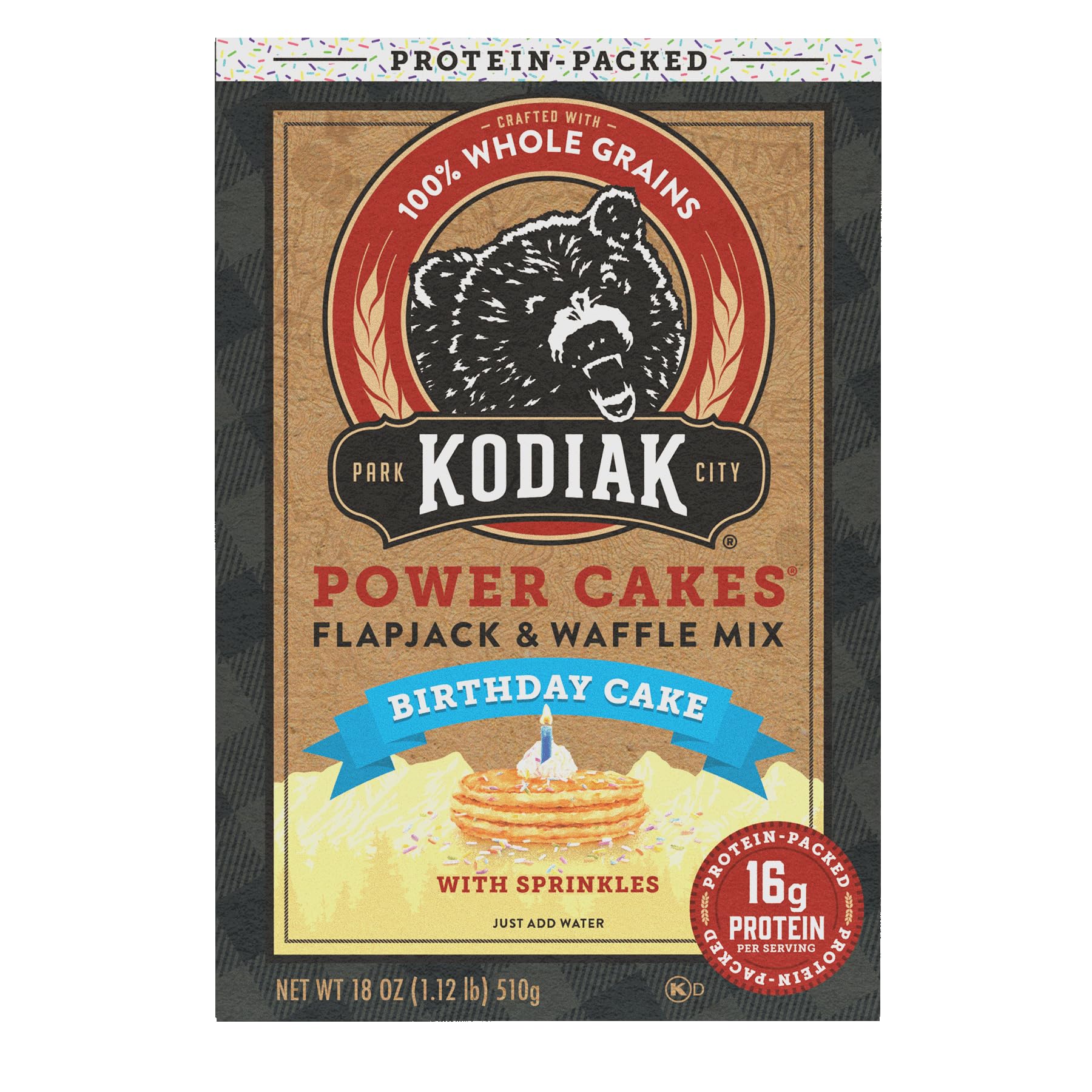 Kodiak Cakes Power Cakes Protein Pancake & Waffle Mix - 100% Whole Grain, Birthday Cake Flavor (Pack of 6) - High Protein Breakfast for Athletes & Fitness Lovers - Perfect for Post-Workout Recovery, Family Brunch, and Healthy Meal Prep