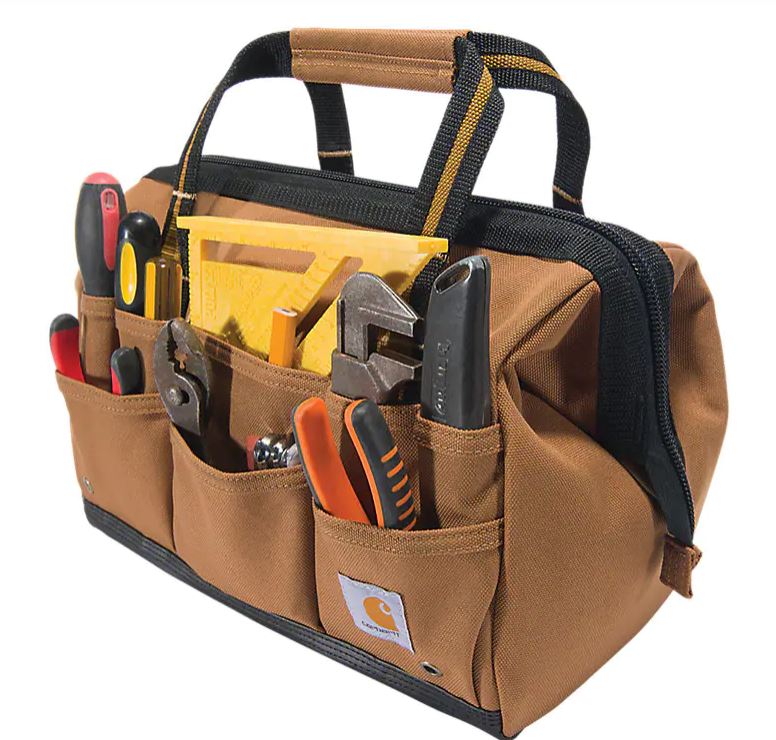 25-Pocket Heavy Duty Tool Bag with Reinforced Straps - Durable 14-Inch Organizer for Electricians, Plumbers & DIY Enthusiasts - Perfect for Construction Sites, Home Repairs & Workshop Organization