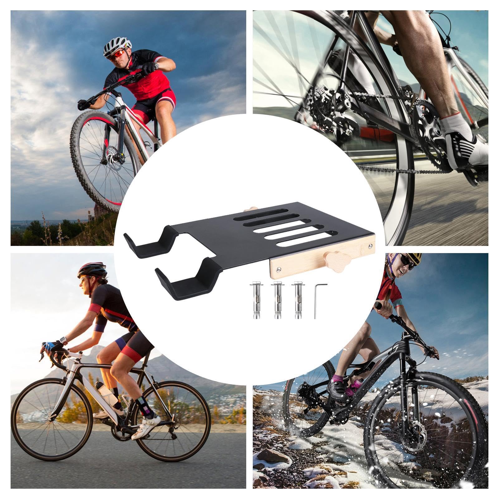 Wall Mount Bike Rack - Heavy Duty Mountain & Road Bicycle Storage Holder with Mounting Hardware - Space Saving Garage & Living Room Bike Display for Cycling Enthusiasts
