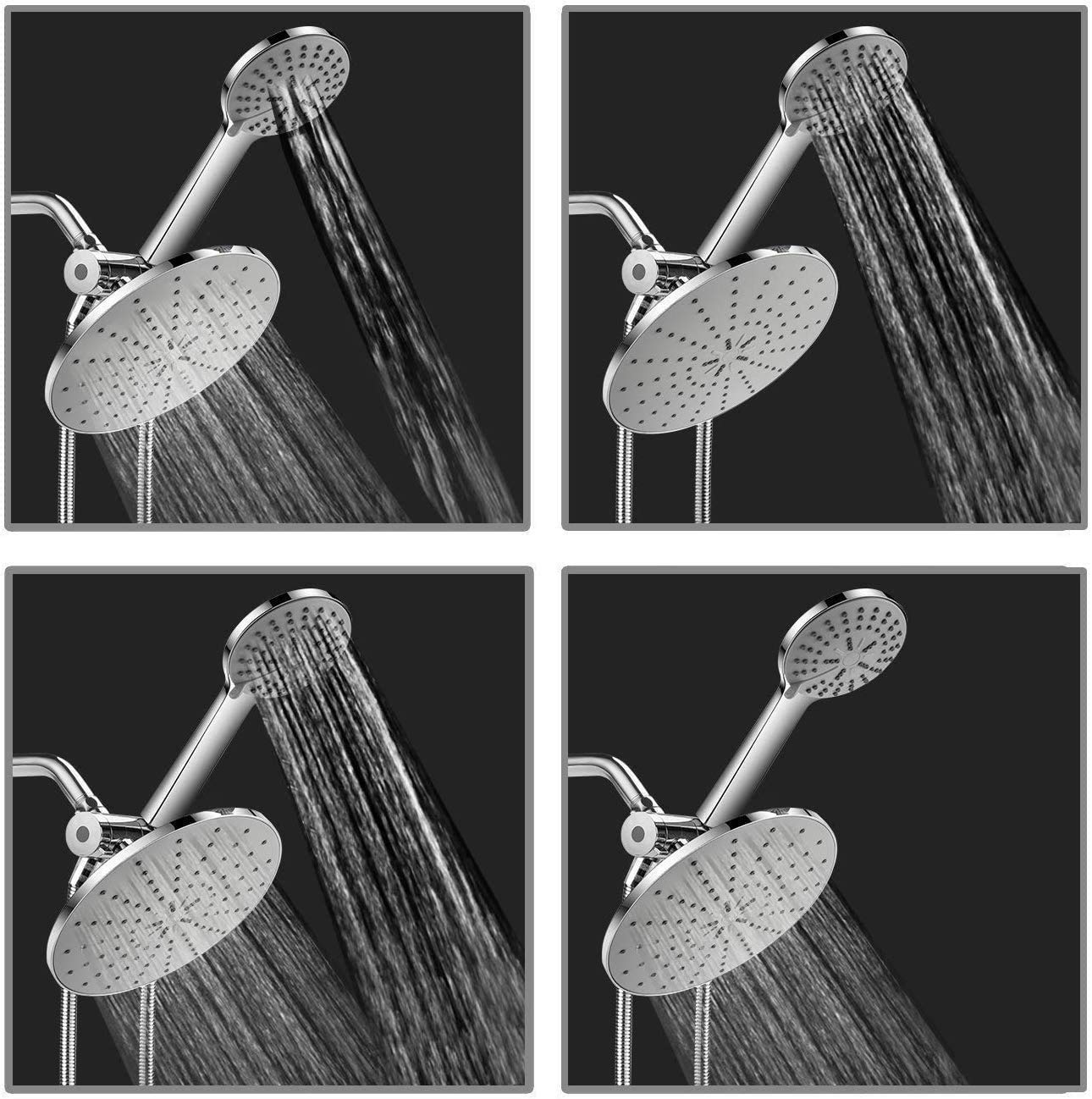 High Pressure Dual Shower Head Combo - Rain Shower & Handheld Shower Head with Hose for Bathroom, Spa & Relaxation | Perfect for Home, Hotel & Gym Use