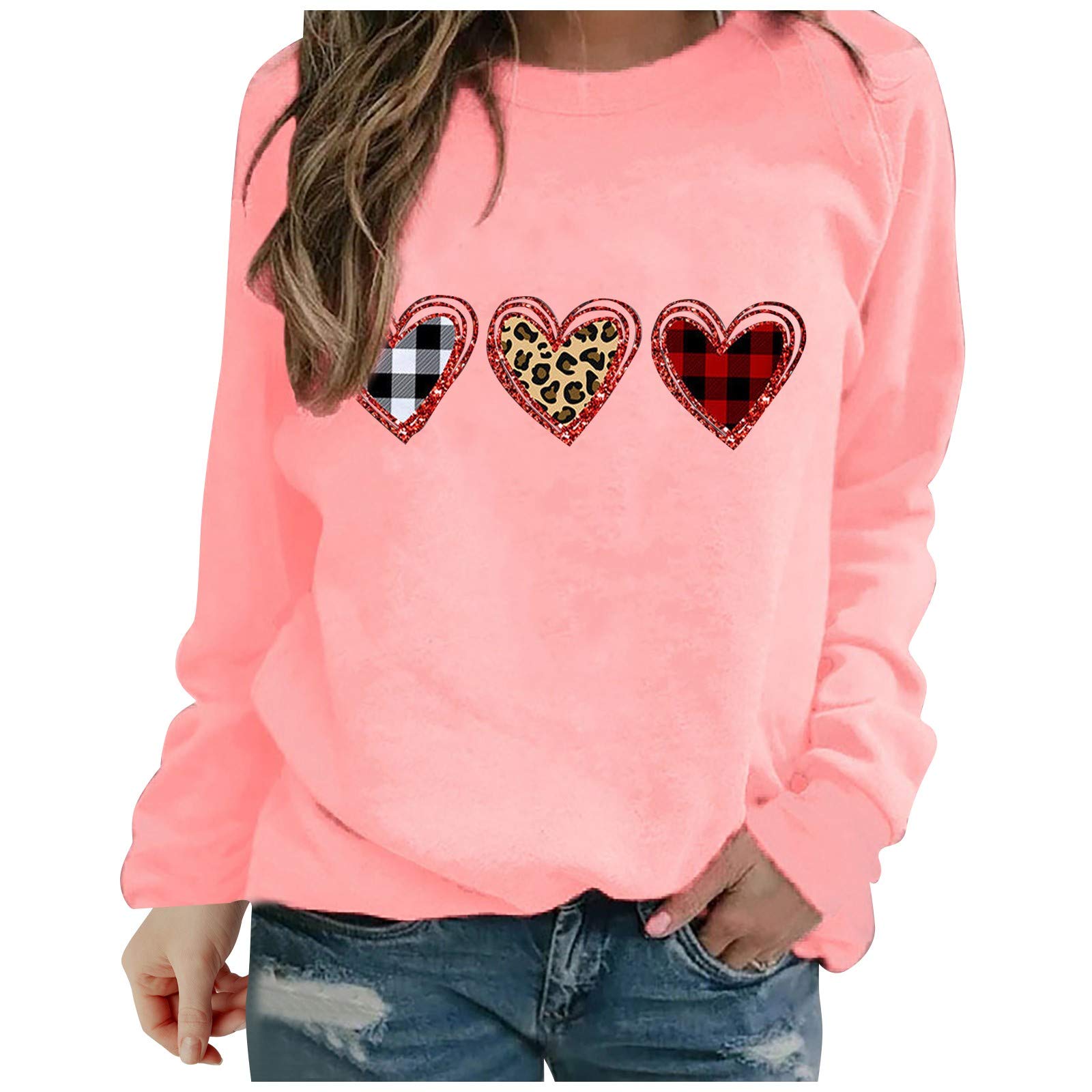 Women's Love Heart Graphic T-Shirt - Casual Long Sleeve Valentine's Day Top for Women | Perfect for Date Nights, Gift Giving & Romantic Occasions