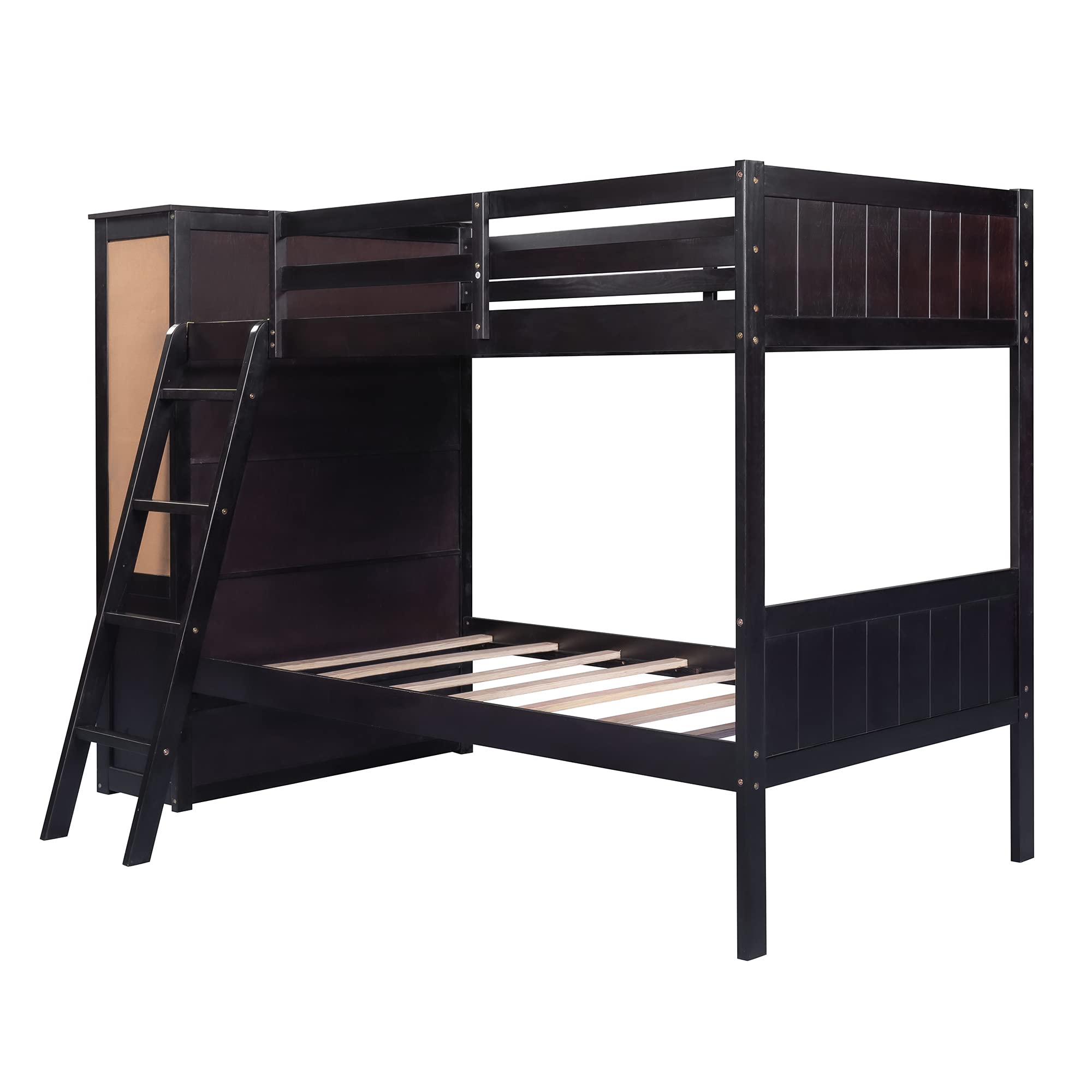 Kids Twin Over Twin Bunk Bed with Guardrails & Ladder - Space-Saving for Small Rooms