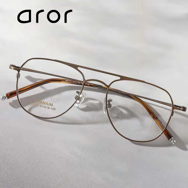Aror Unisex Full Rim Square Double Bridge Titanium Eyeglasses Frame 89771 - Lightweight Durable Glasses for Work, Reading & Fashion | Perfect for Office, Driving & Everyday Wear