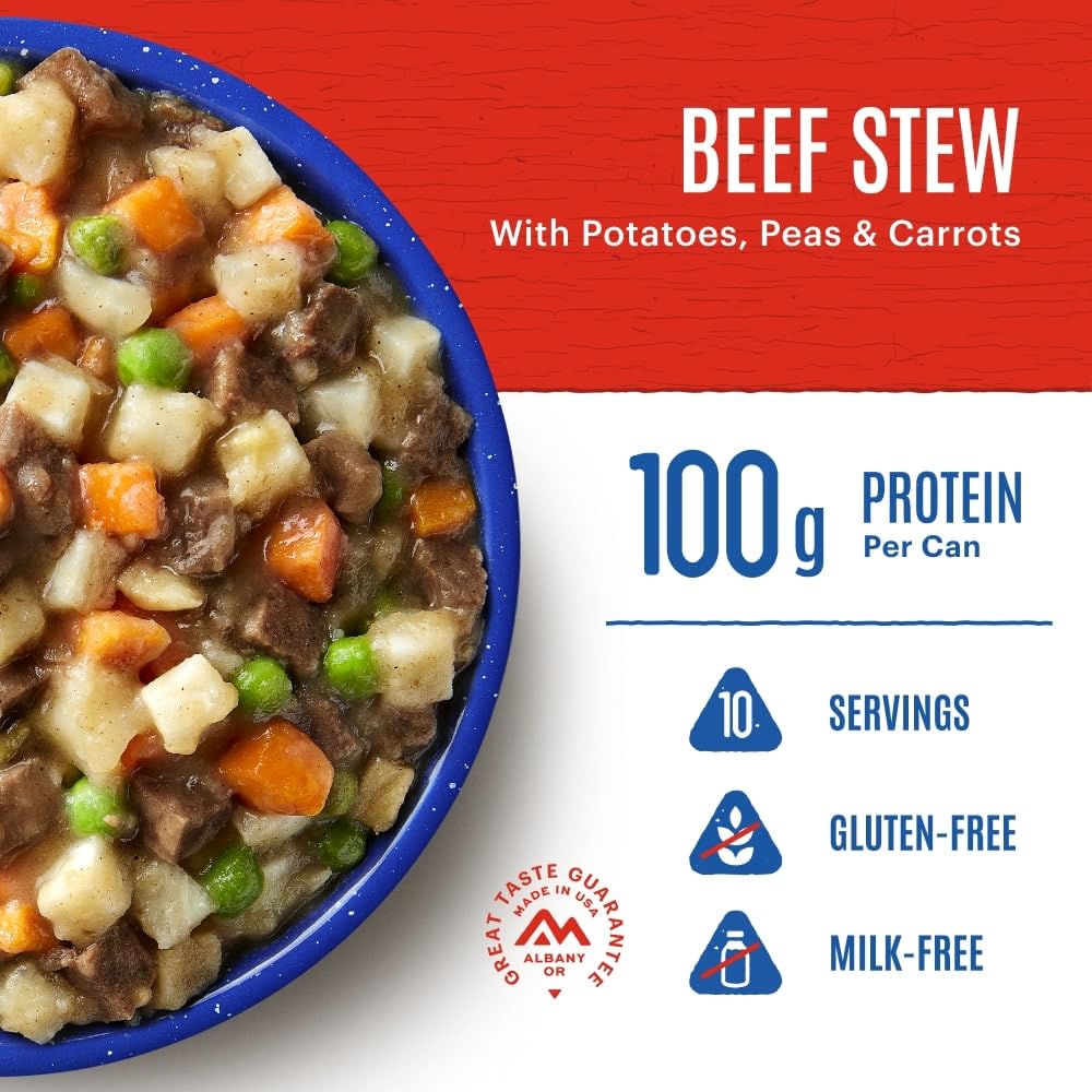Mountain House Freeze Dried Beef Stew - Gluten-Free Emergency Survival Food in #10 Can | Perfect for Camping, Hiking & Disaster Preparedness