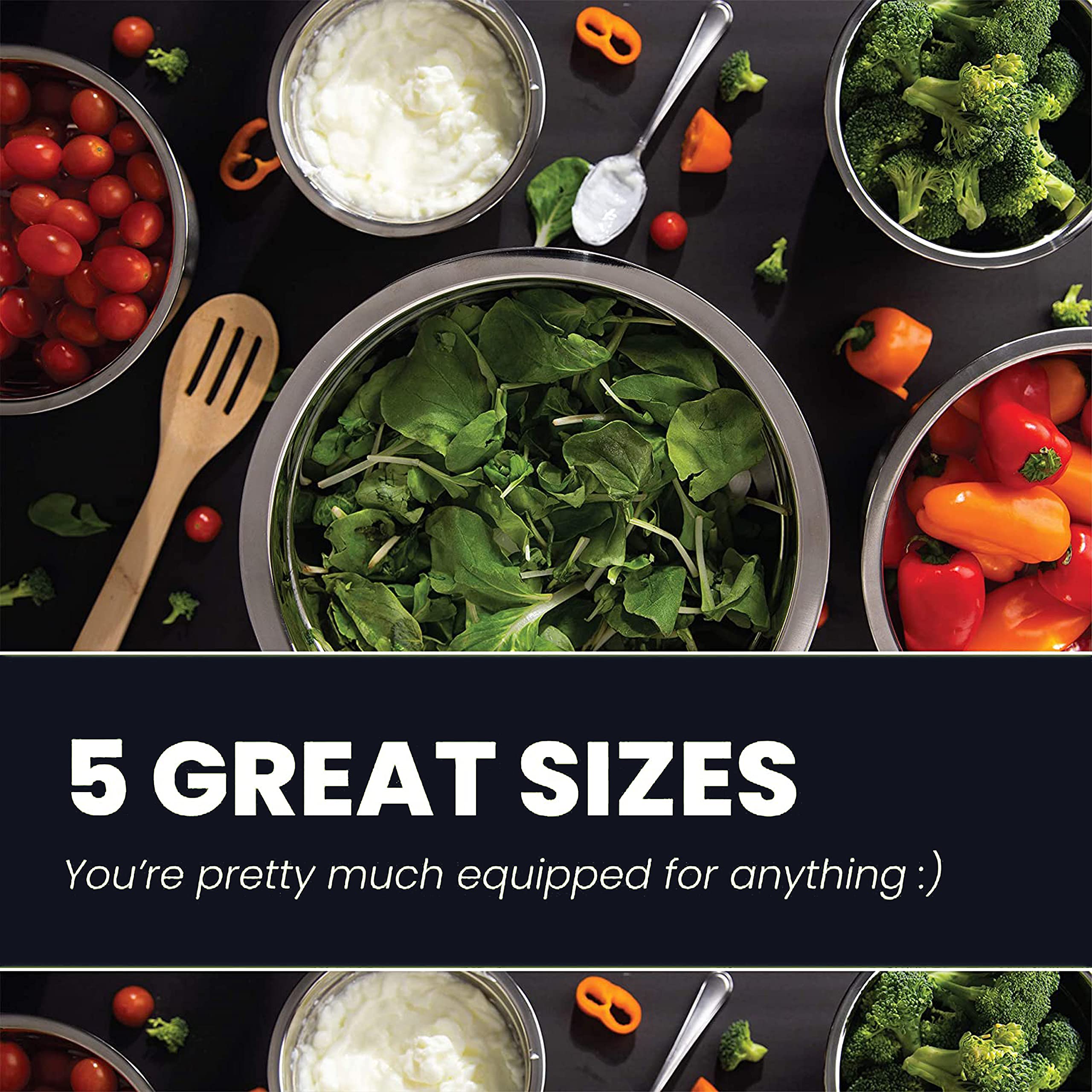 WHYSKO Stainless Steel Mixing Bowls Set - 5-Piece Heavy Duty Food Prep Containers for Kitchen, Meal Prep & Refrigerator Storage | Eco-Friendly, Reusable & Durable (Blue) | Perfect for Baking, Cooking, Salad Mixing & Food Organization