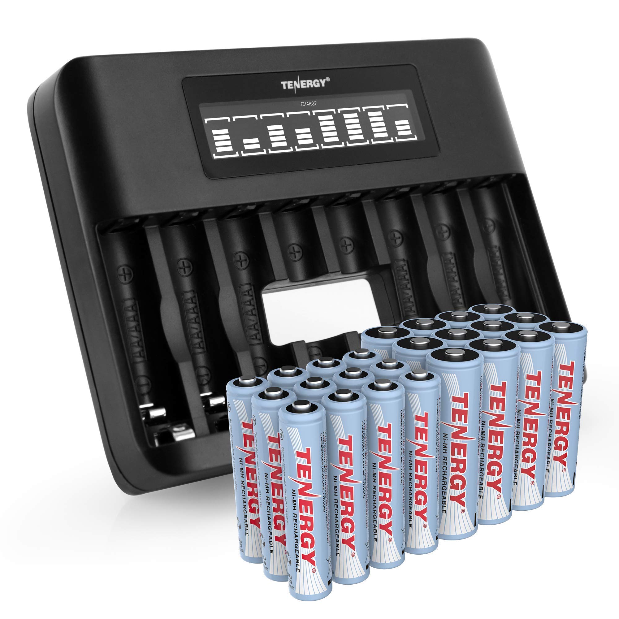 Tenergy 24 Pack 1.2V AA and AAA NiMH Rechargeable Batteries - 12 AA & 12 AAA High Capacity Batteries for Digital Cameras, Wireless Mouse, Remote Controls, Toys and Household Electronics
