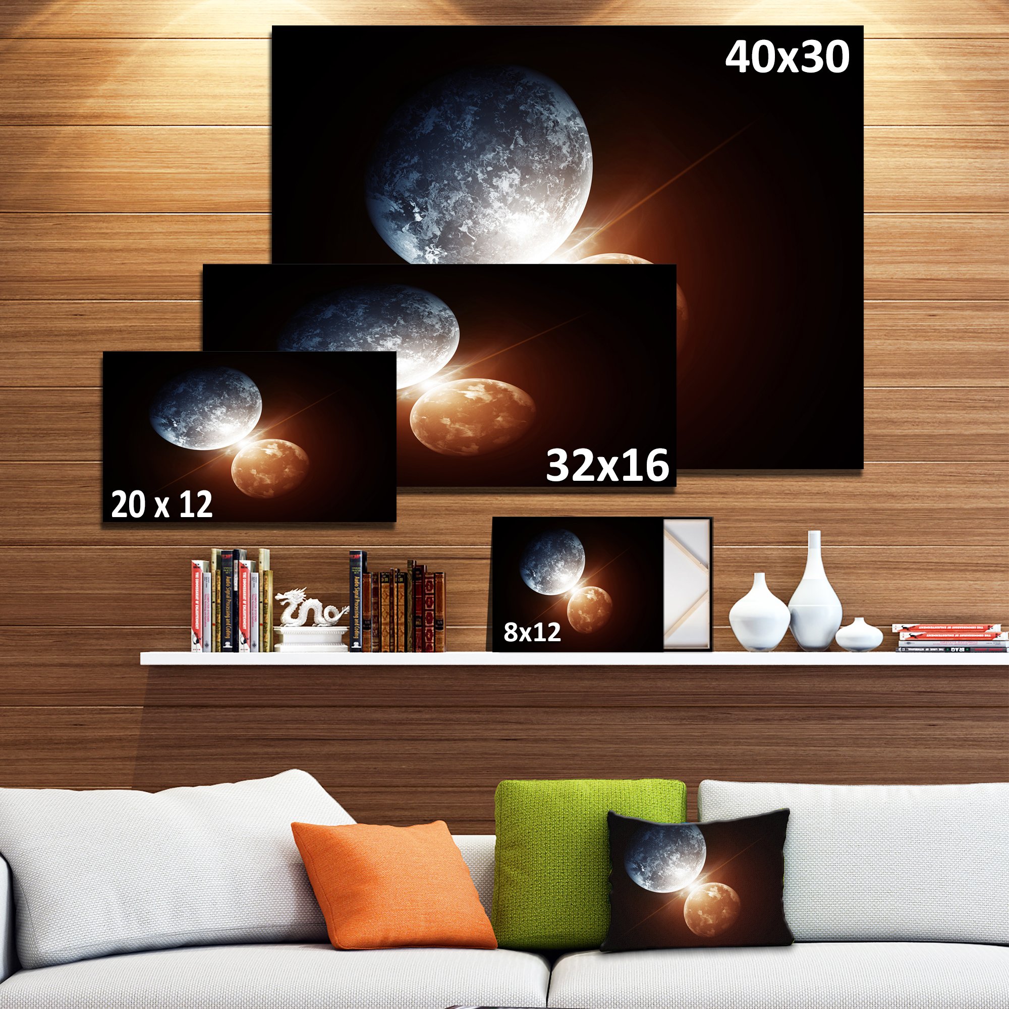 Kiss Between Two Planets - Stunning Space Canvas Art Print for Home & Office Decor | Astronomy Lover Gift | Living Room, Bedroom Wall Art