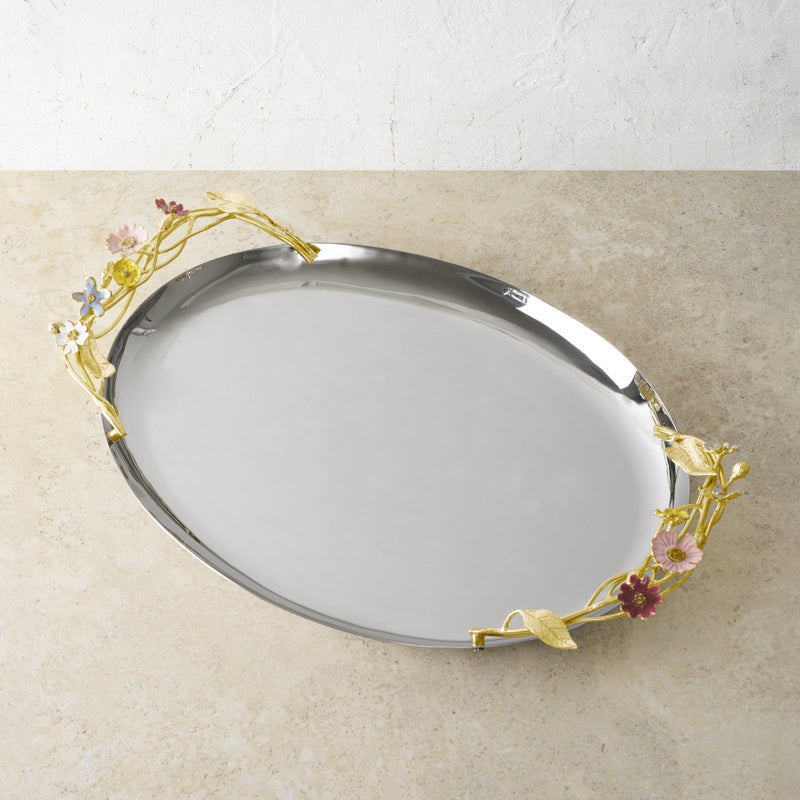 Wildflowers Medium Oval Tray - Handmade Decorative Serving Tray for Home Decor, Dining & Gift Giving | Perfect for Coffee Tables, Kitchen Countertops & Wedding Centerpieces