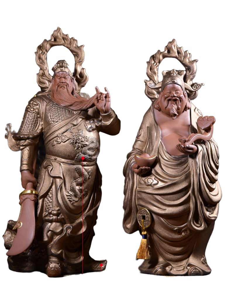 Luxury Home & Office Decor - Chinese Feng Shui Ceramic Buddha Statue Collection (Brown Pair) - Perfect for Meditation Spaces, Living Room Decor & Thoughtful Gifts